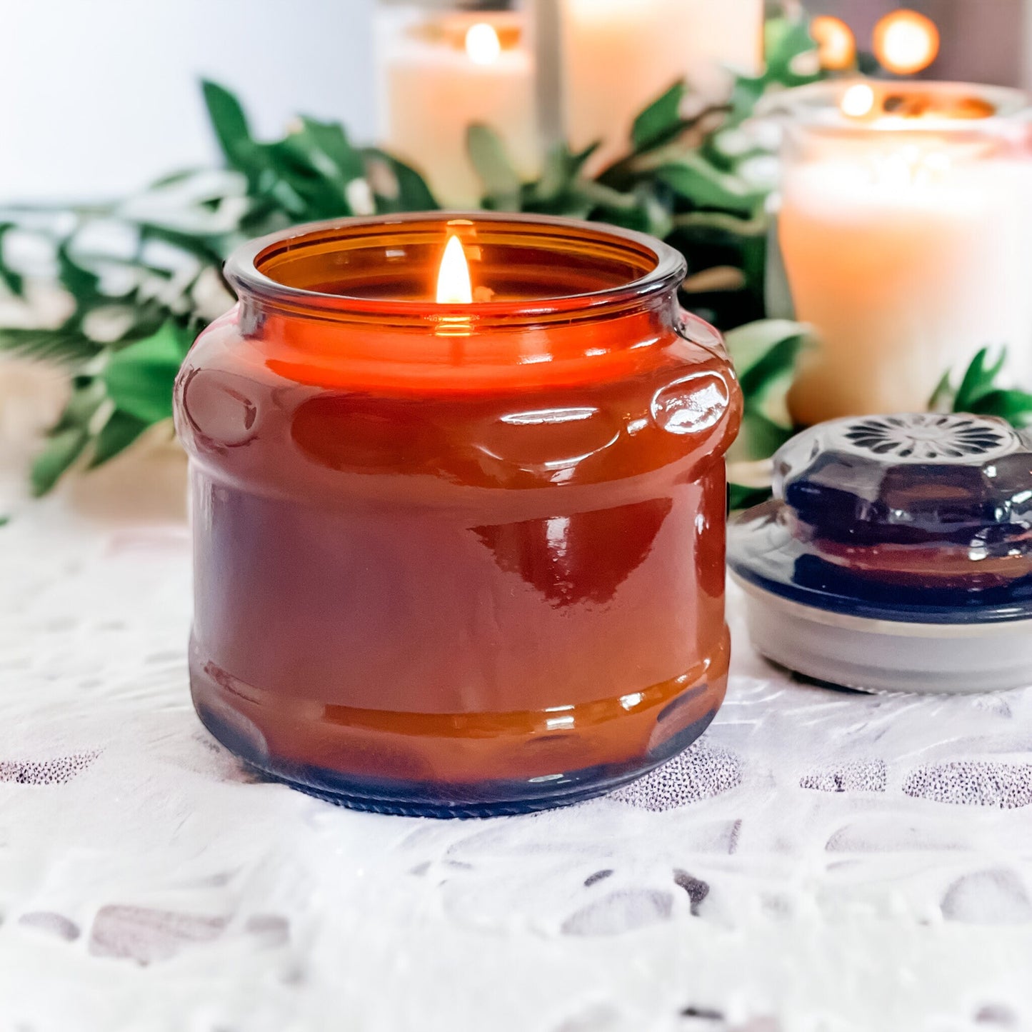 Soy Candle in Vintage Amber Jar