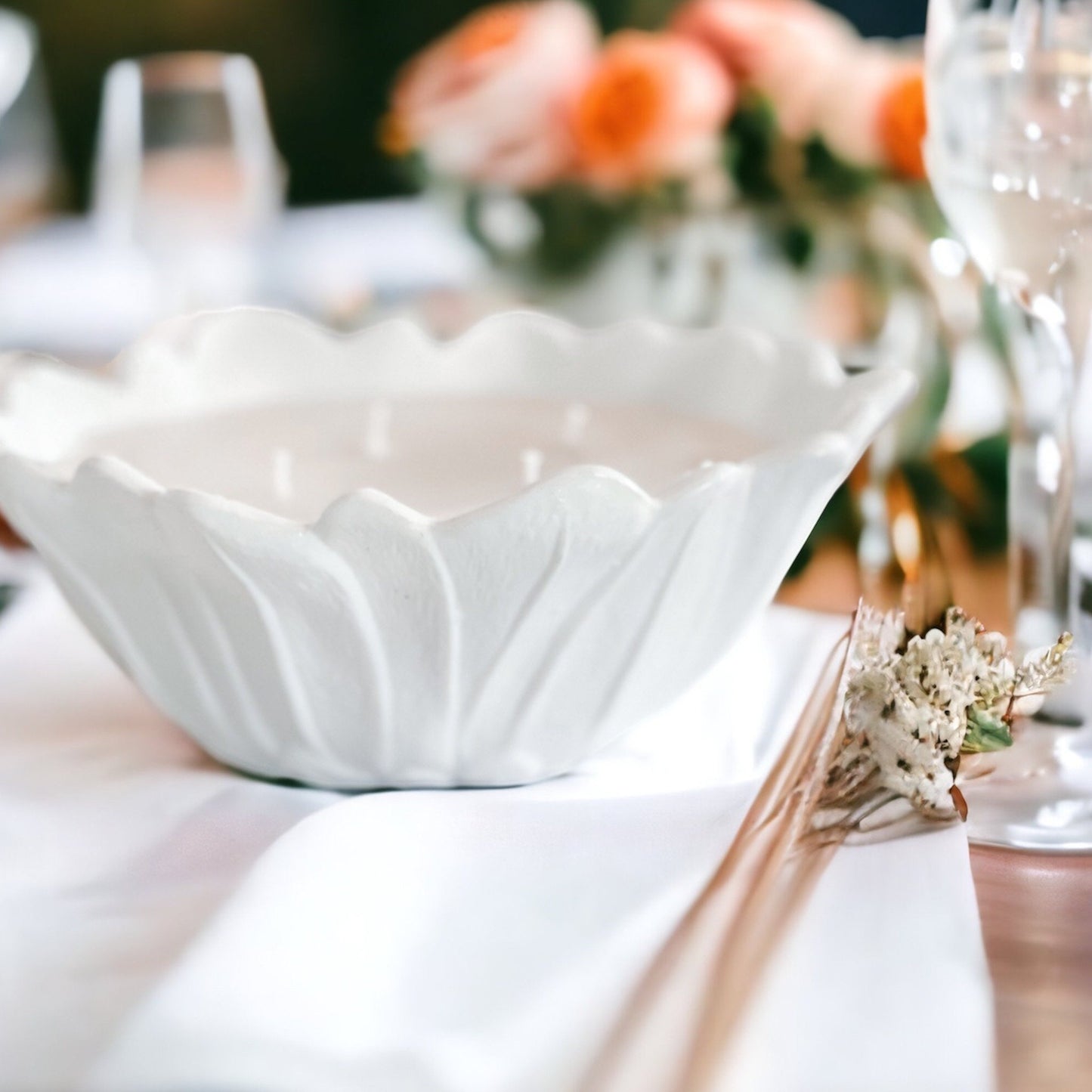 Vintage Gardenia Tuberose Candle | Milk Glass Sunflower Bowl