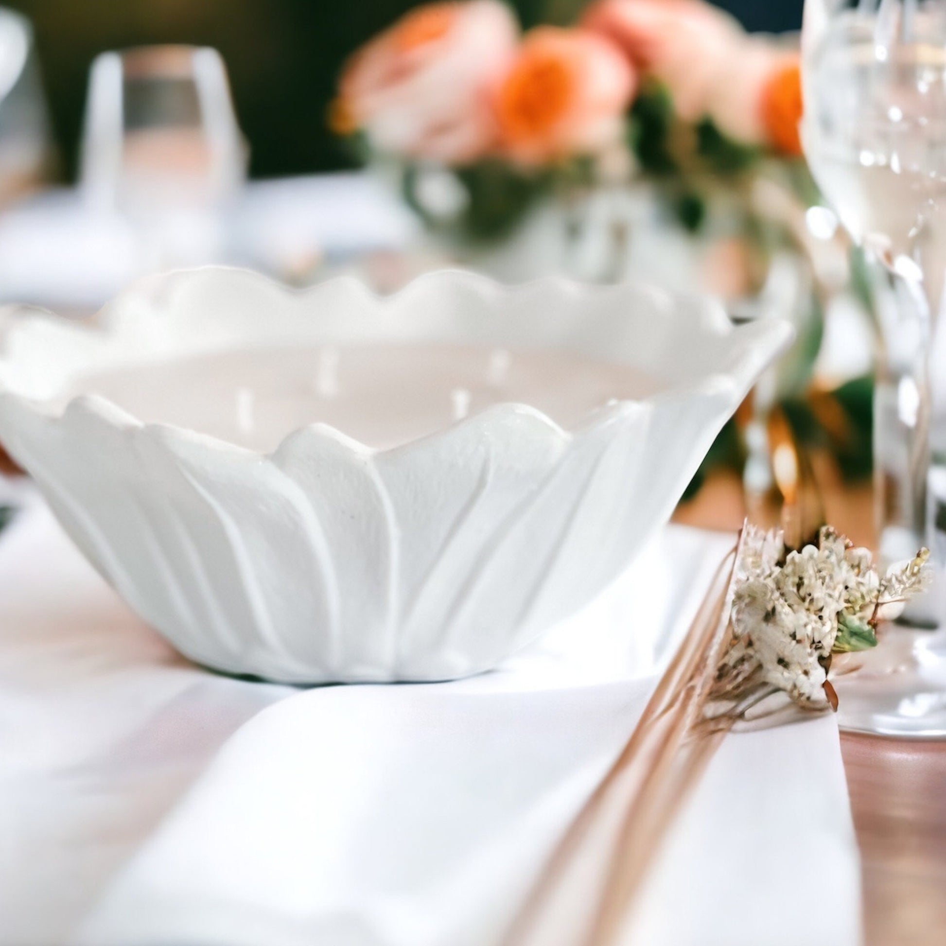 Vintage Gardenia Tuberose Candle | Milk Glass Sunflower Bowl