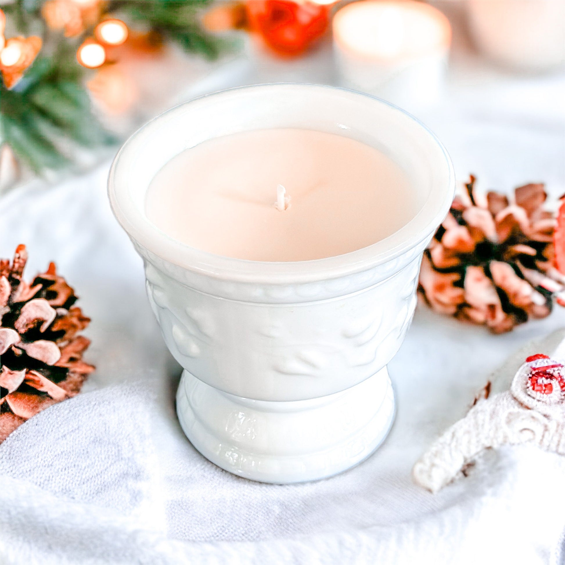 Vintage Milk Glass Pedestal Planter Candle