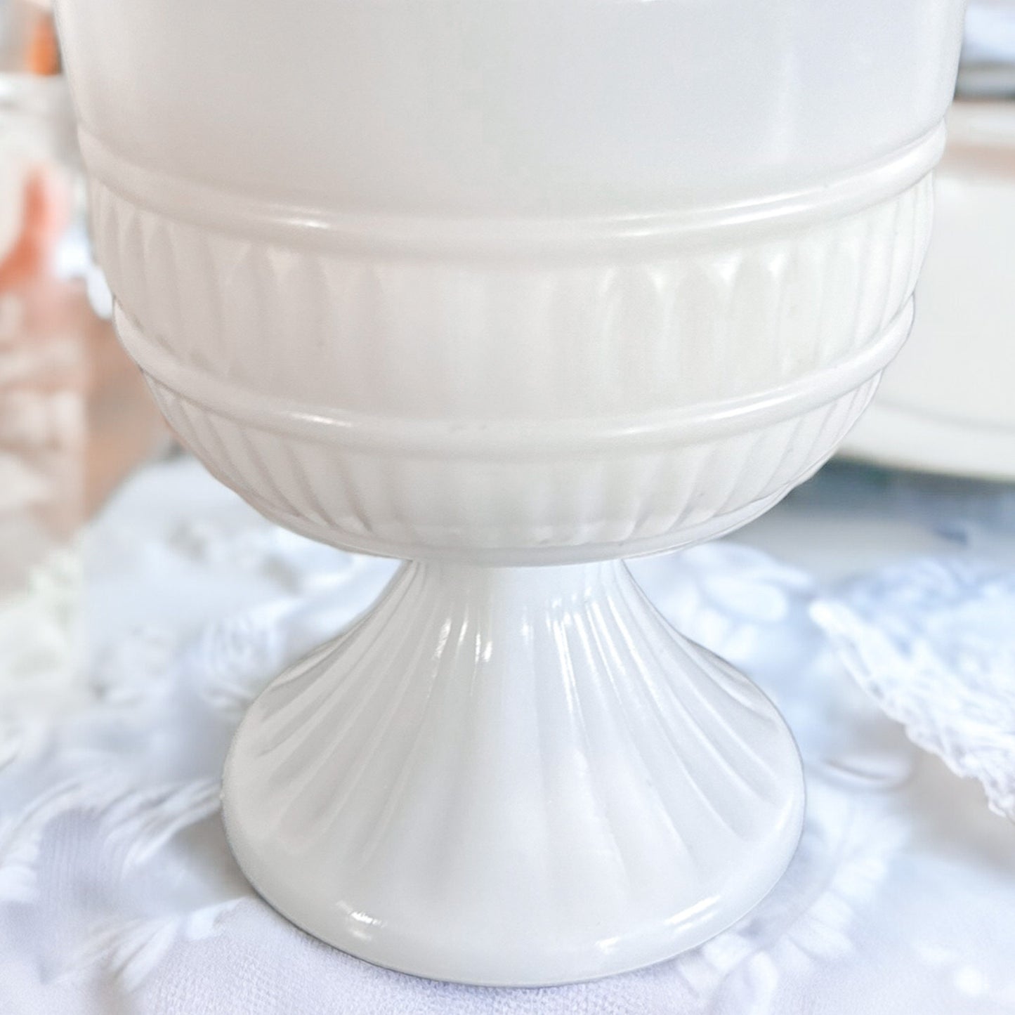 Vintage Milk Glass Planter Candle