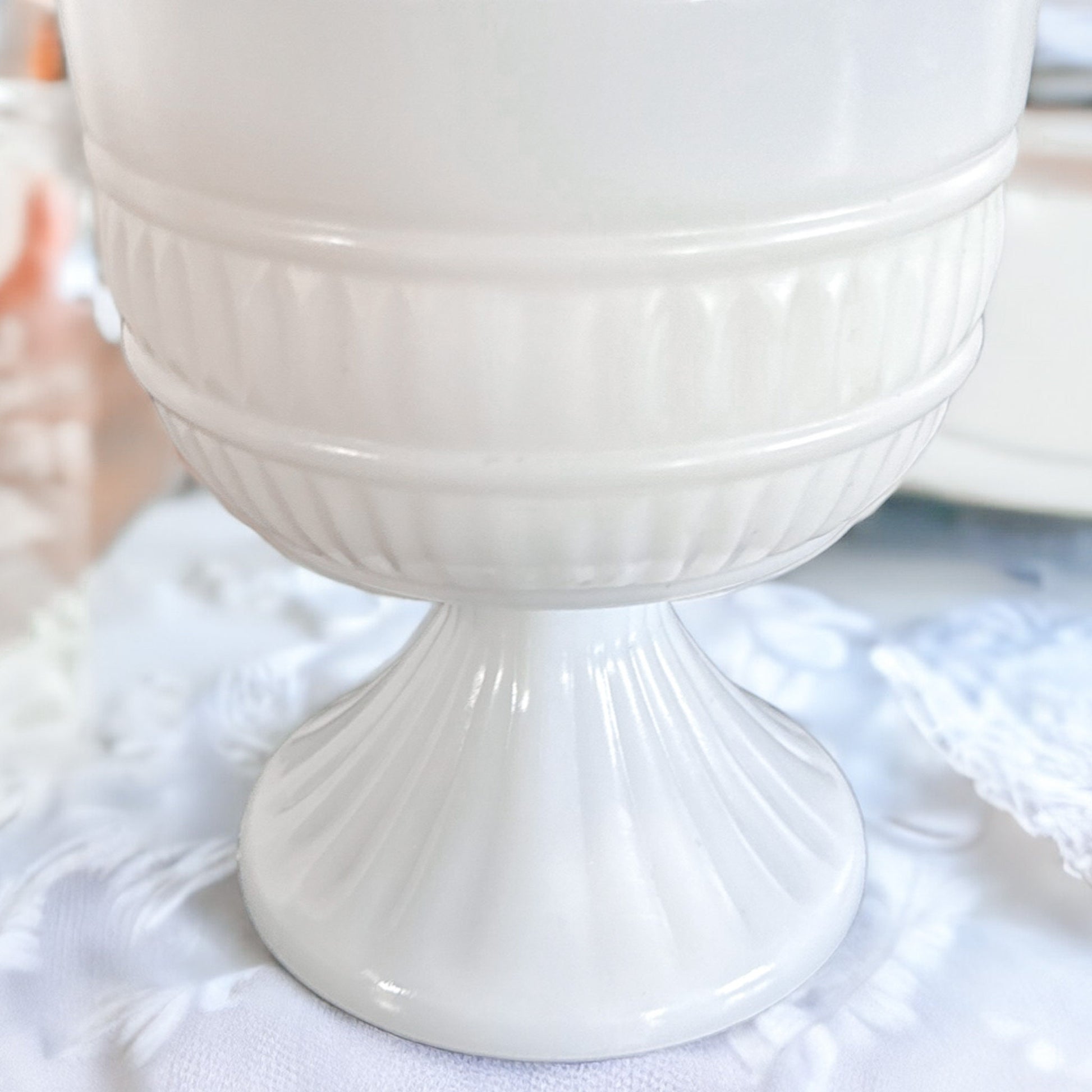 Vintage Milk Glass Planter Candle