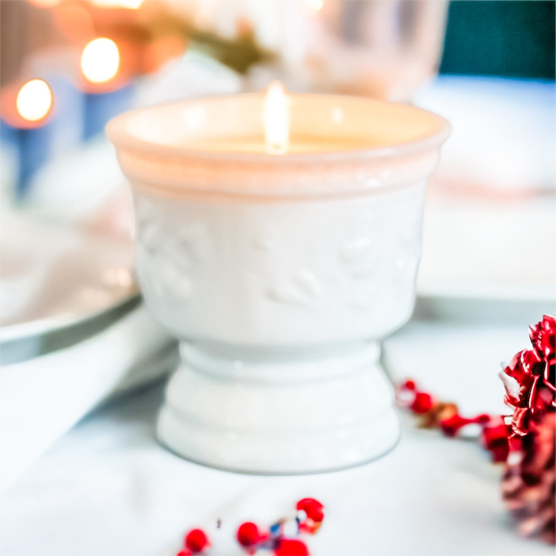 Vintage Milk Glass Pedestal Planter Candle