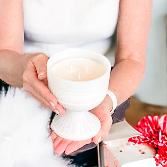 Vintage Milk Glass Planter Candle