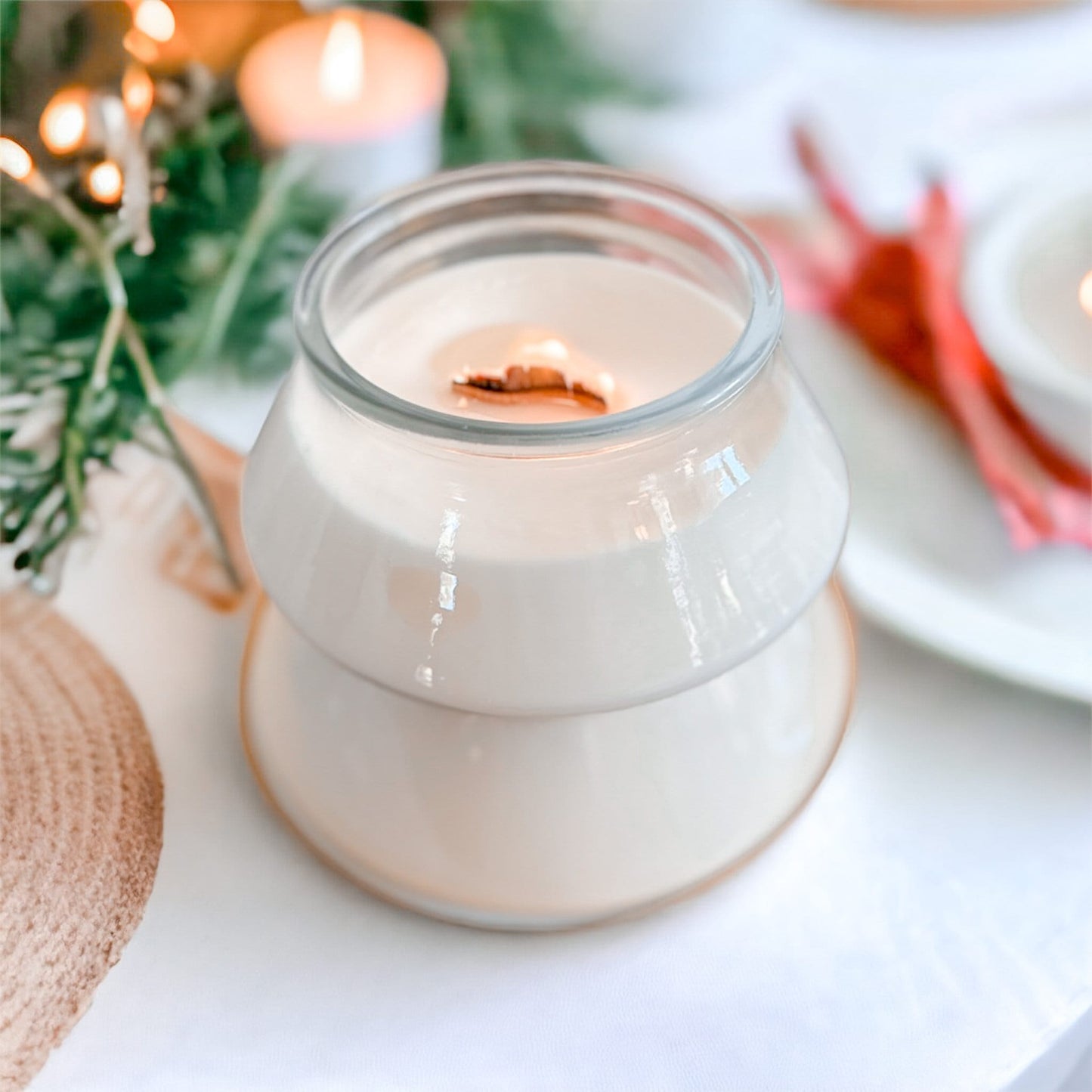 Soy Candle in Vintage Glass Christmas Tree Jar, Holiday Candle, Christmas Gift Décor