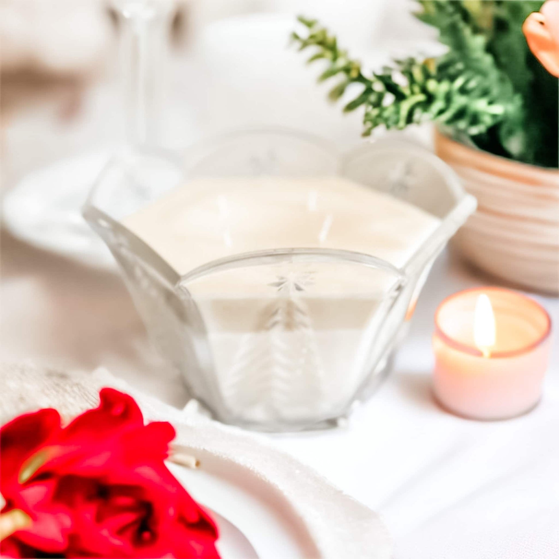 Soy Candle in Vintage Mikasa Christmas Tree Bowl, Holiday Candle, Unique Gift for Mom