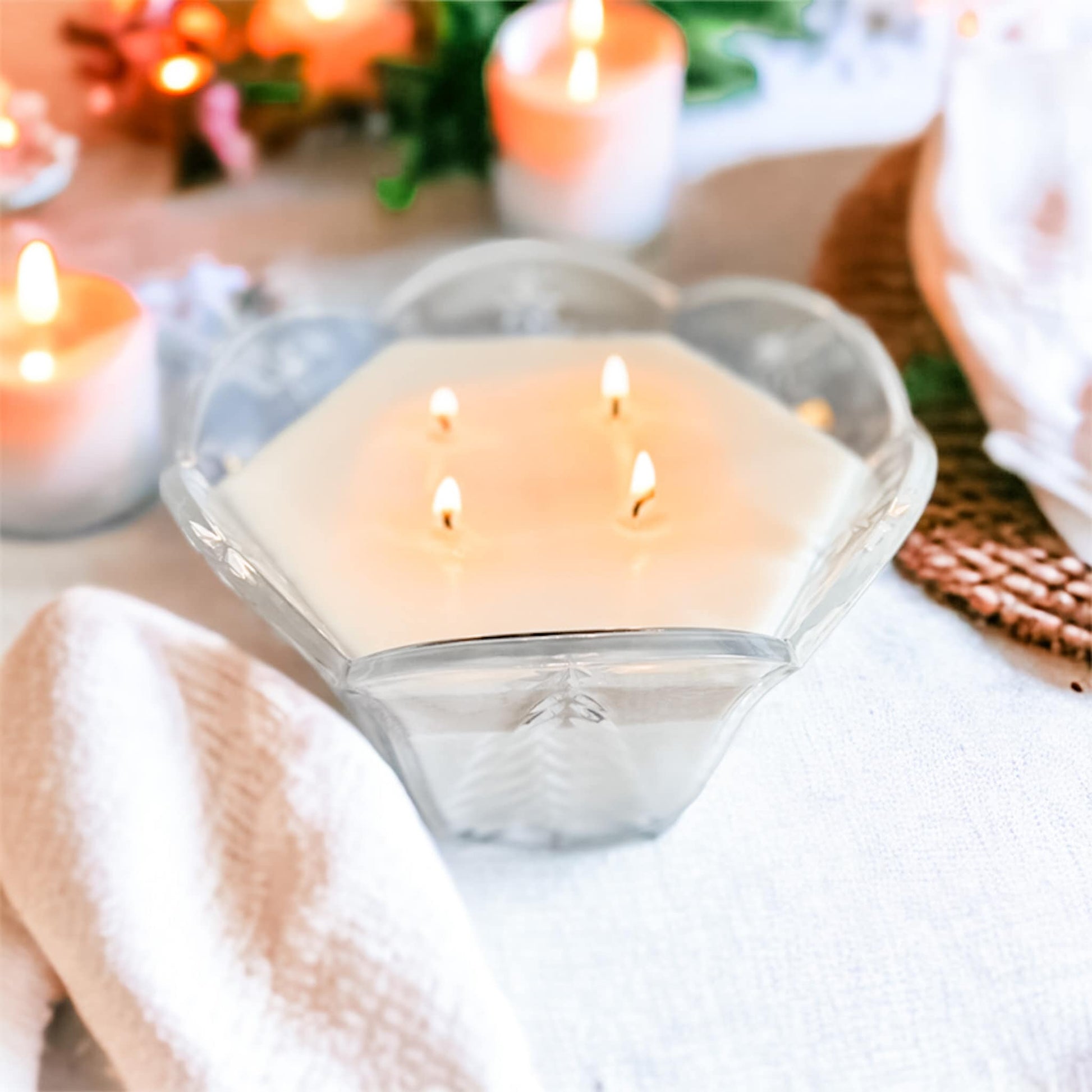 Soy Candle in Vintage Mikasa Christmas Tree Bowl, Holiday Candle, Unique Gift for Mom