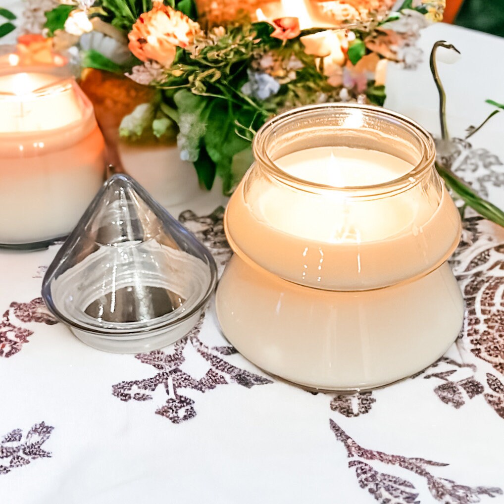 Soy Candle in Vintage Glass Christmas Tree Jar, Holiday Candle, Christmas Gift Décor