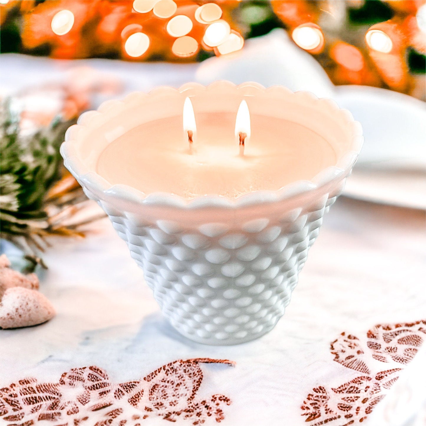 Vintage Fenton Milk Glass Candle, Housewarming Gift for Her