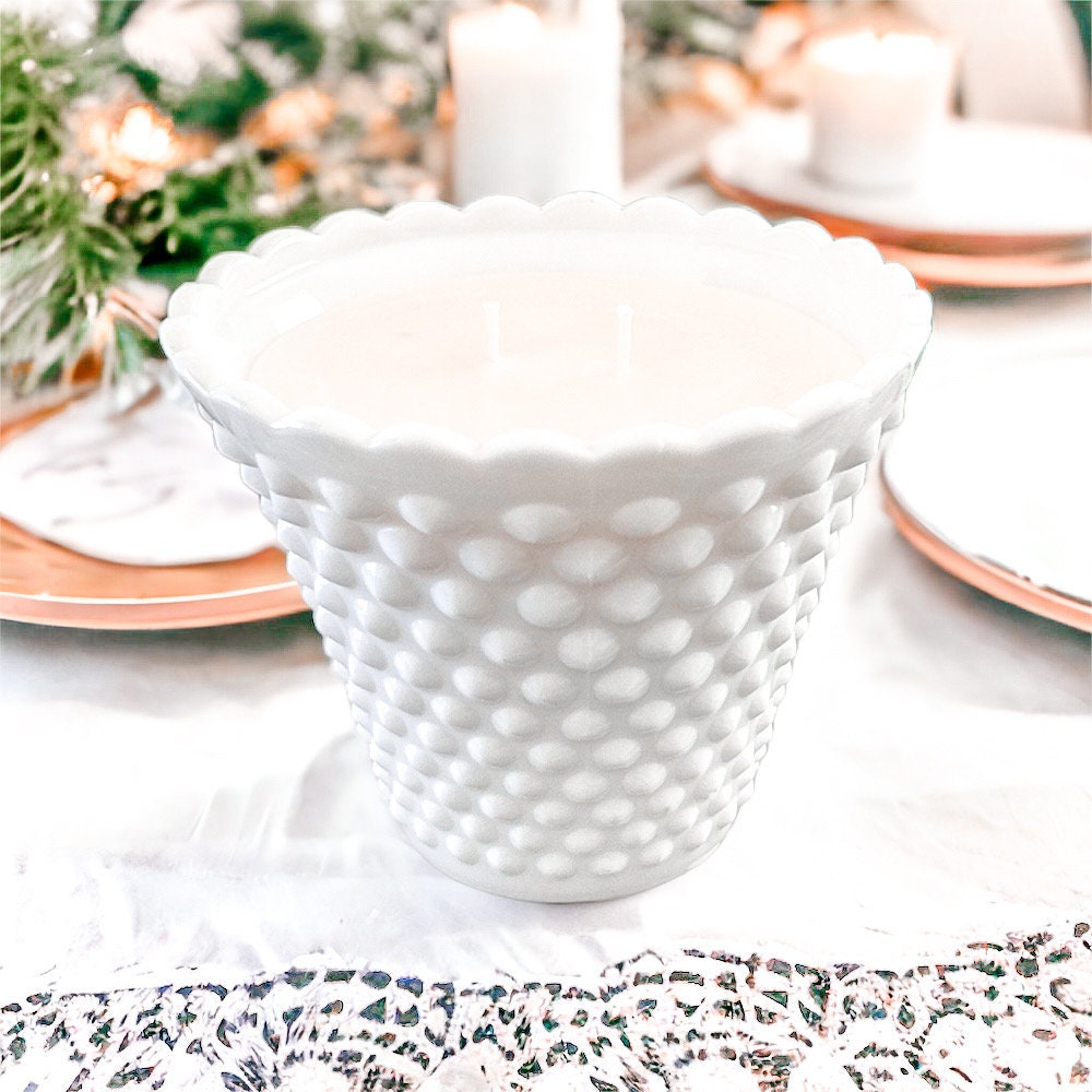 Vintage Fenton Milk Glass Candle, Housewarming Gift for Her