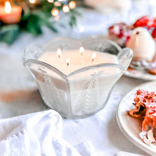 Soy Candle in Vintage Mikasa Christmas Tree Bowl, Holiday Candle, Unique Gift for Mom