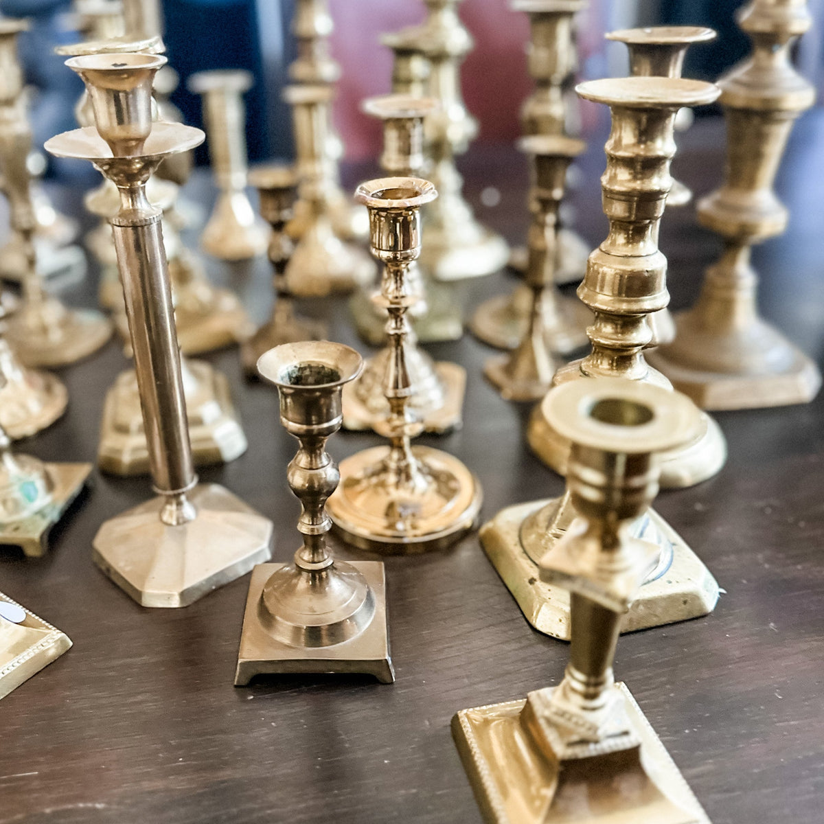 Mismatched Brass Candlesticks, Vintage Candle Holders, Holiday Table Decor