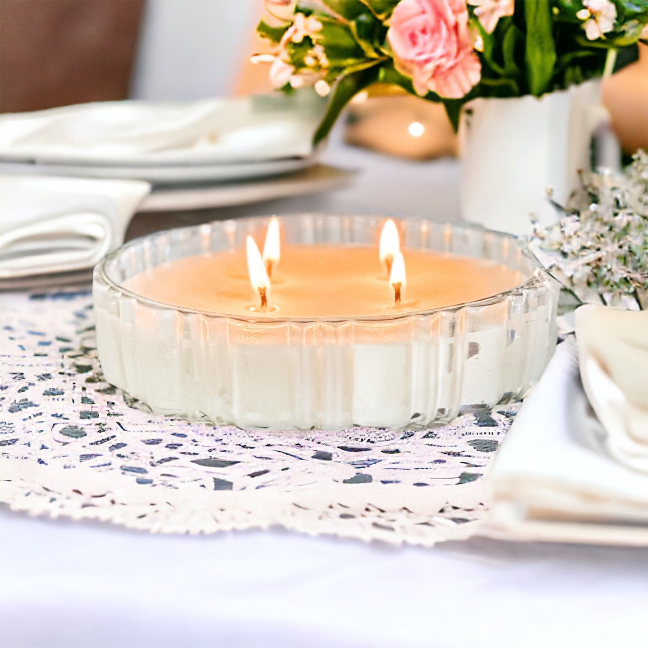 Soy Candle in Old Cafe Candy Dish - Holiday Scents