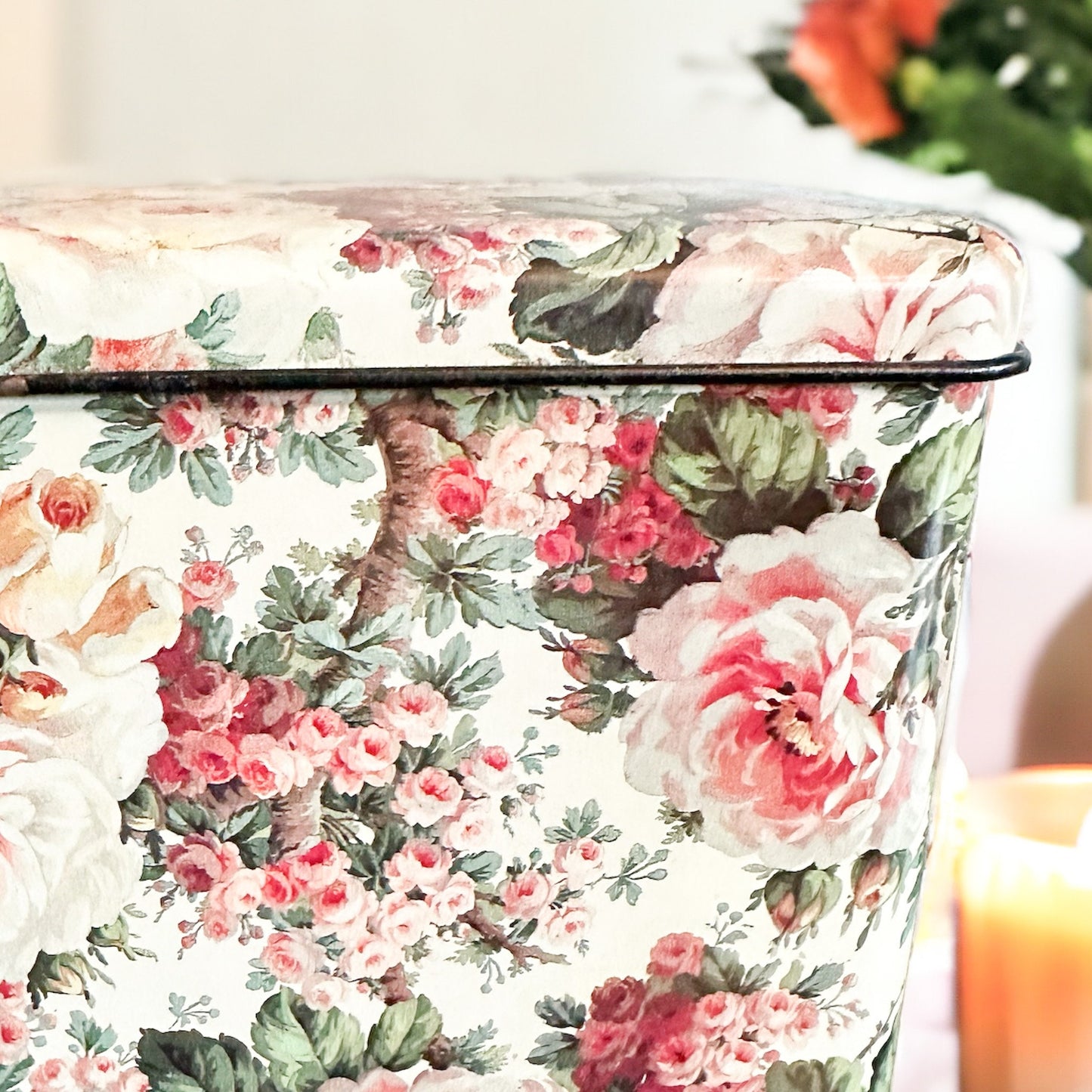 Vintage Floral Tea Tin Candle, Birthday Gift for Her