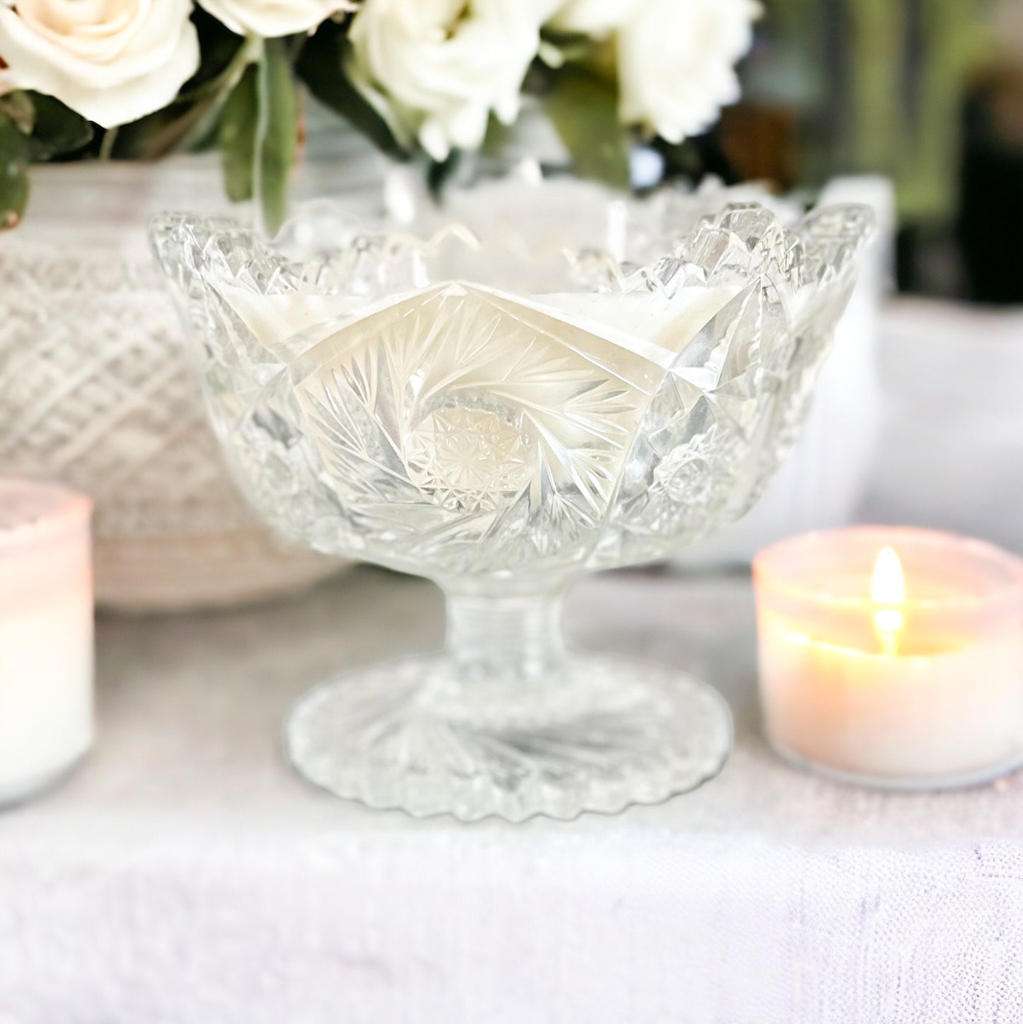 Vintage Smith Glass Compote Soy Candle, Sea Salt & Orchid