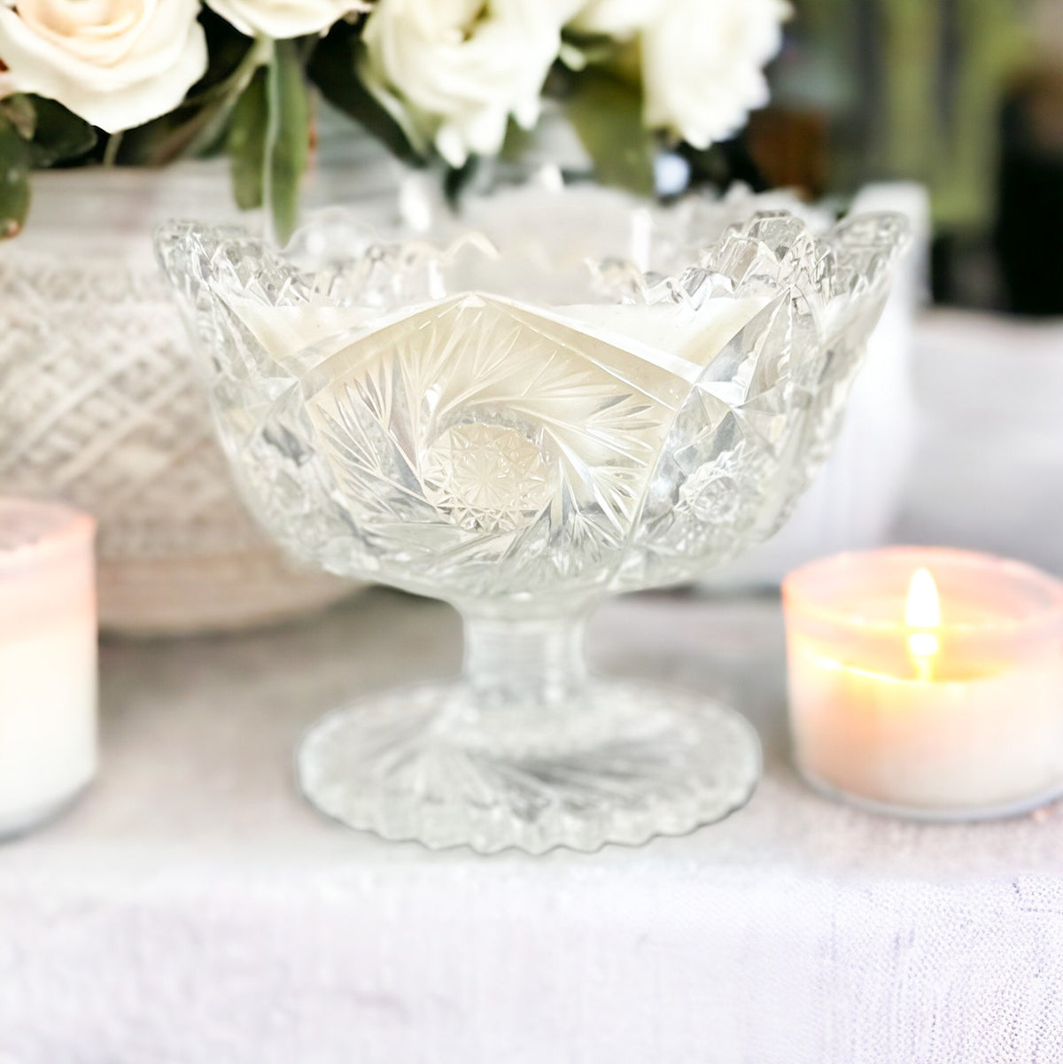 Vintage Smith Glass Compote Soy Candle, Sea Salt & Orchid