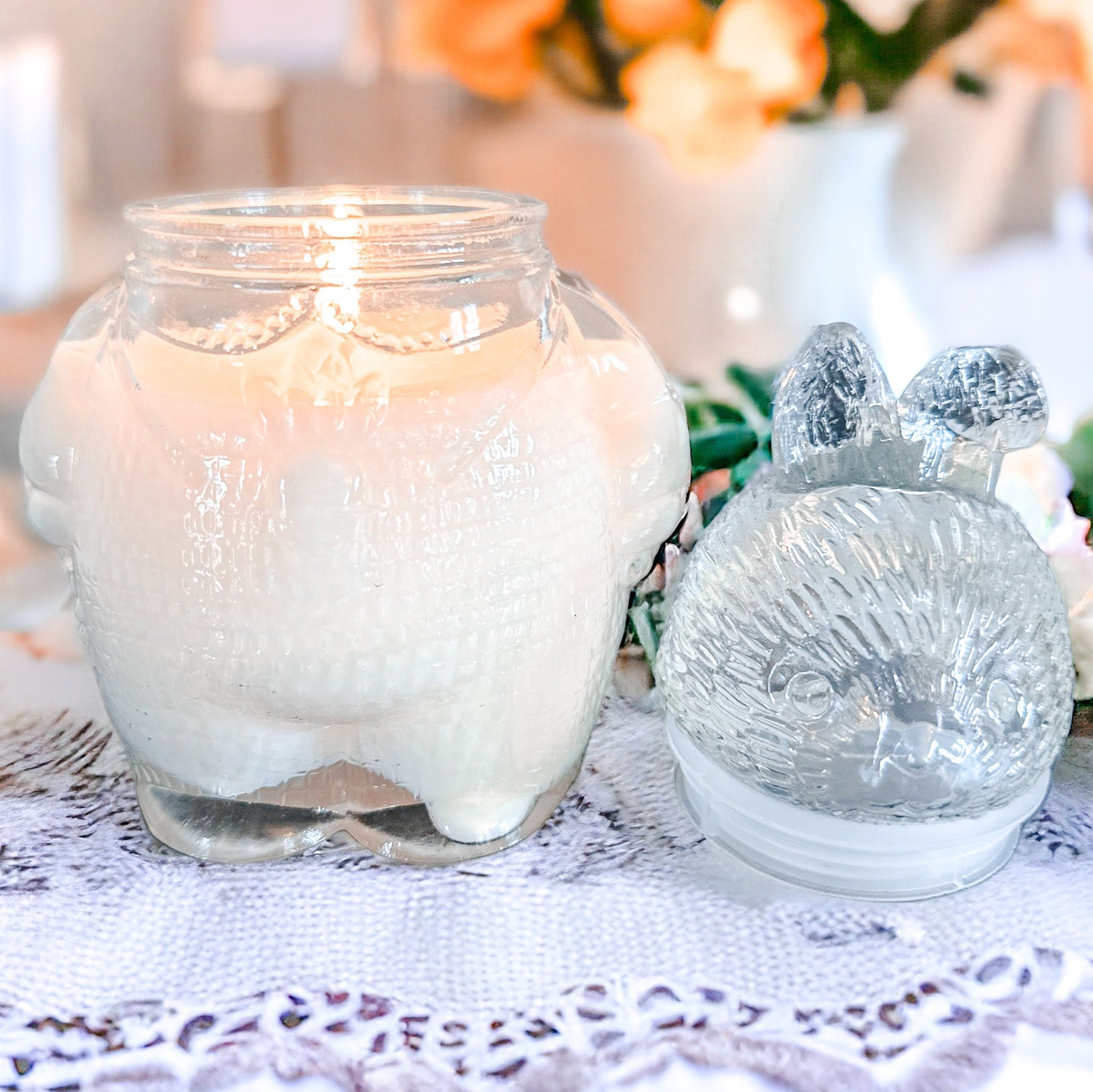 Vintage Bunny Glass Dish Candle | Honeysuckle Jasmine Easter Gift