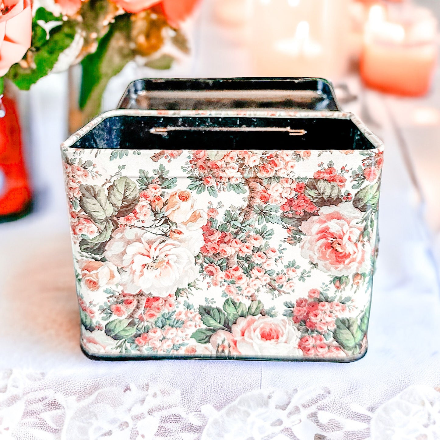Vintage Floral Tea Tin Candle, Birthday Gift for Her