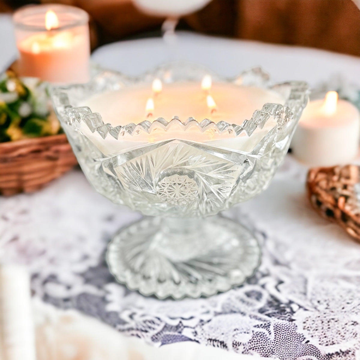 Vintage Smith Glass Compote Soy Candle, Sea Salt & Orchid