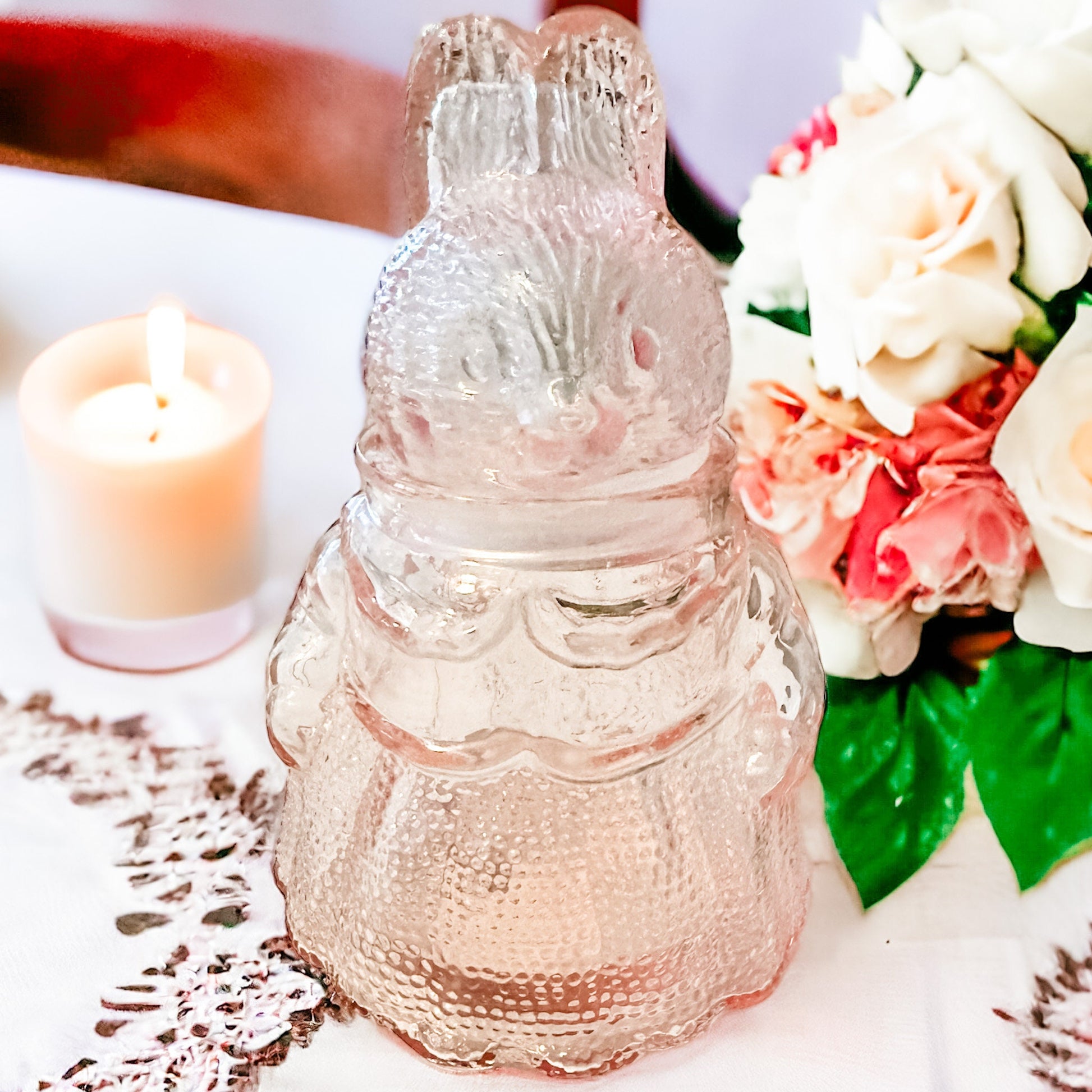 Honeysuckle Jasmine Candle | Pink Rabbit Glass Dish Easter Gift