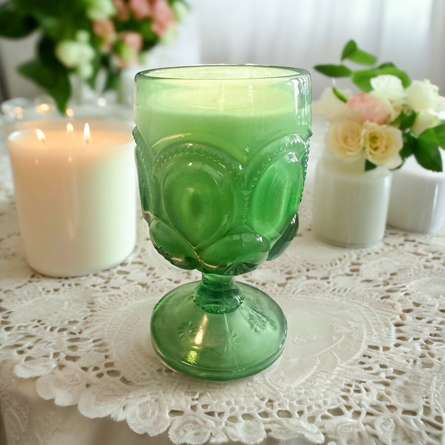 Vintage Gardenia Tuberose Candle | Moon & Star Glass Goblet