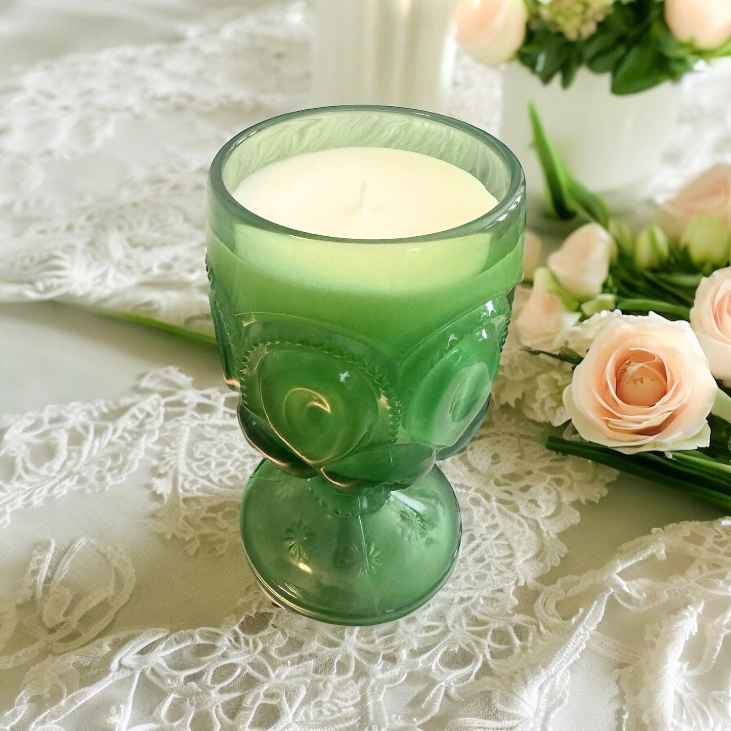 Vintage Gardenia Tuberose Candle | Moon & Star Glass Goblet
