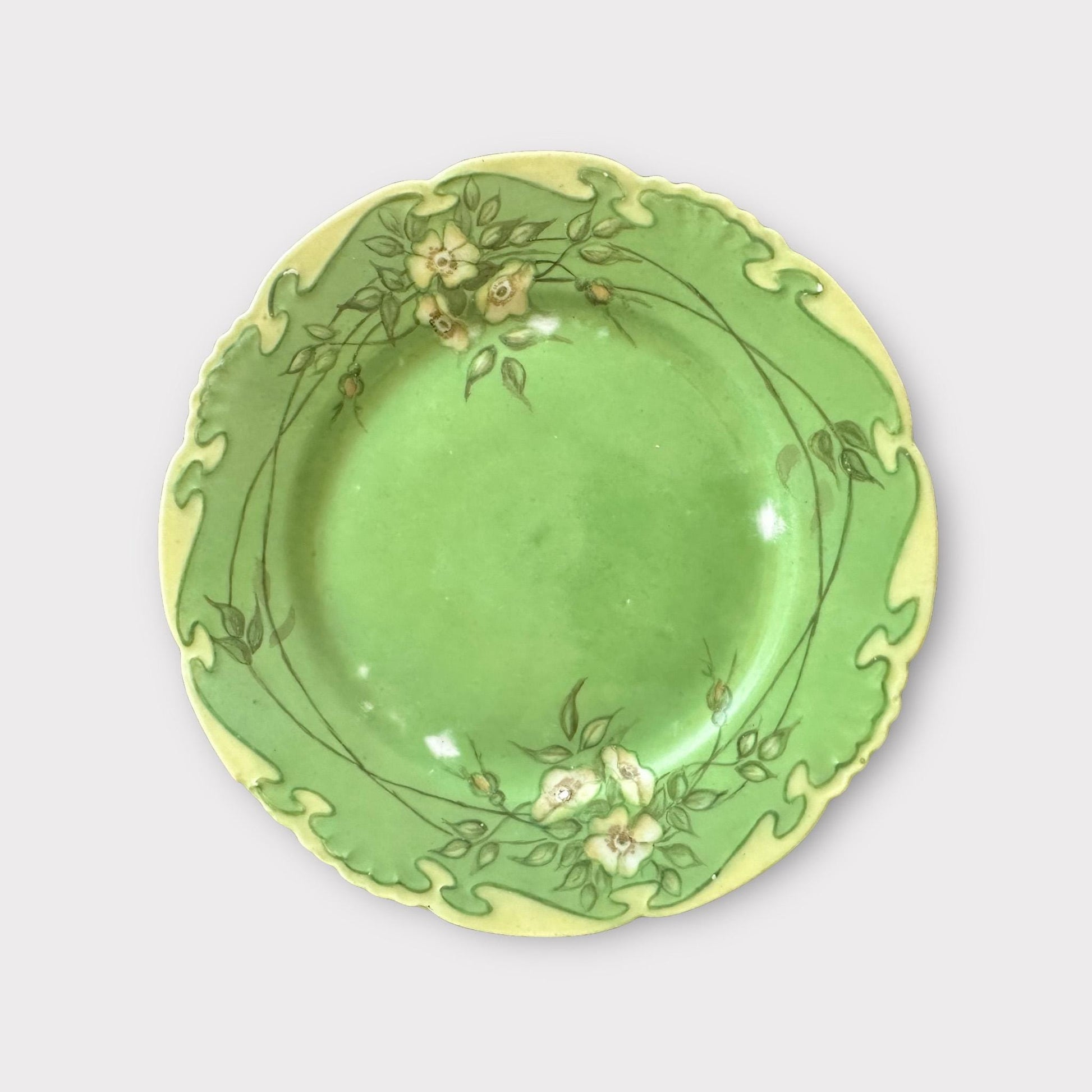 Antique Hand Painted Dessert Plates, Romantic Table Decor