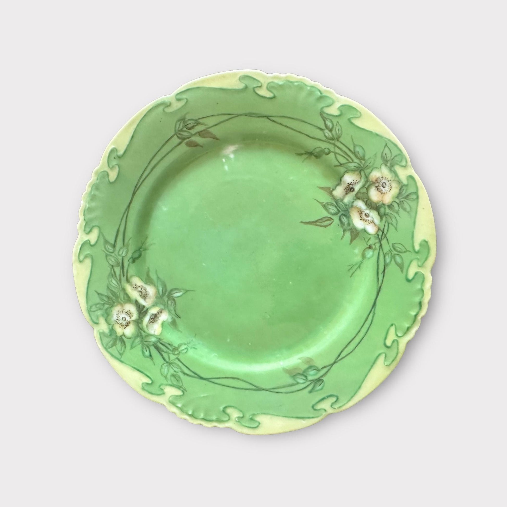 Antique Hand Painted Dessert Plates, Romantic Table Decor