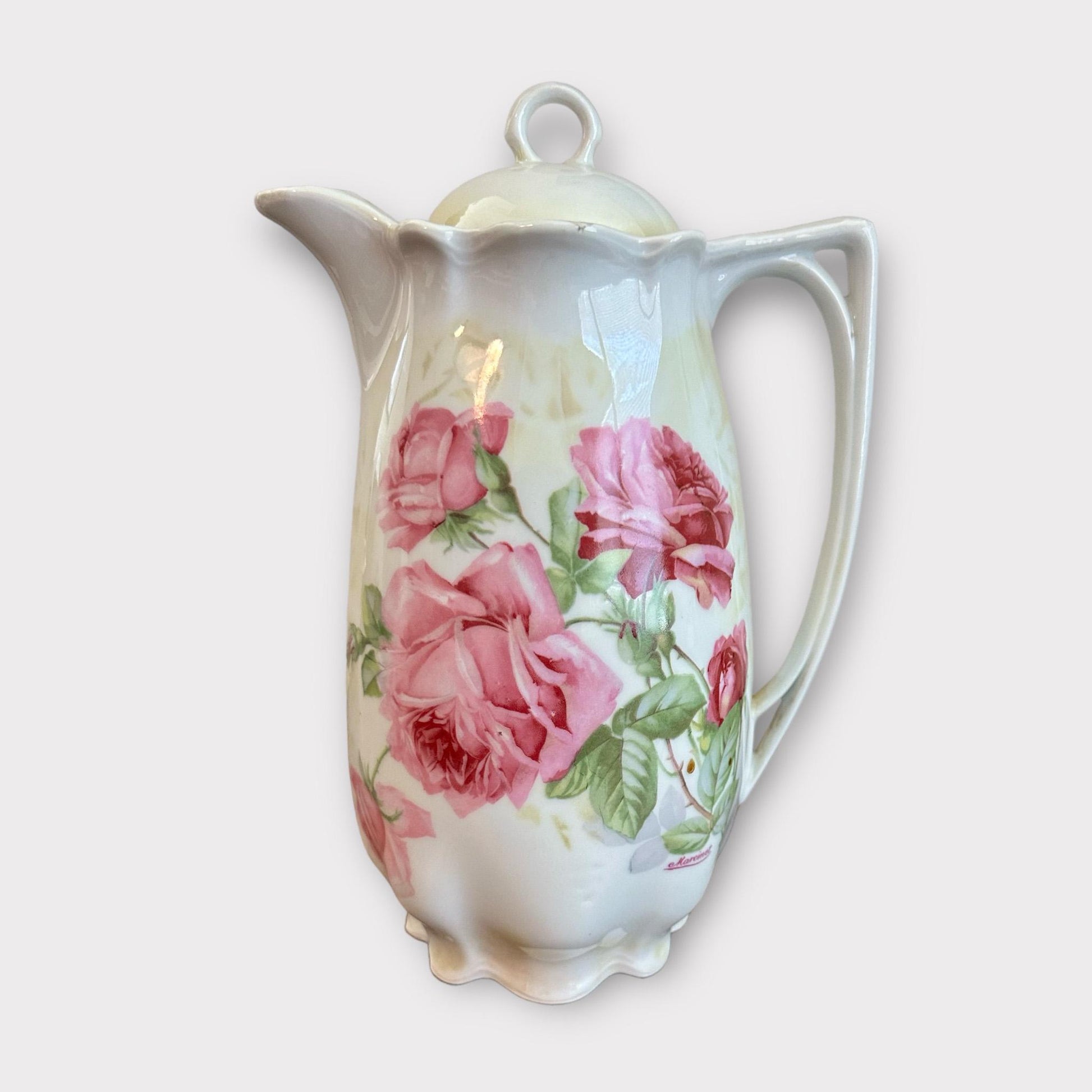 Antique Hand Painted Chocolate Pot, Wedding Gift, Bride to be Gift