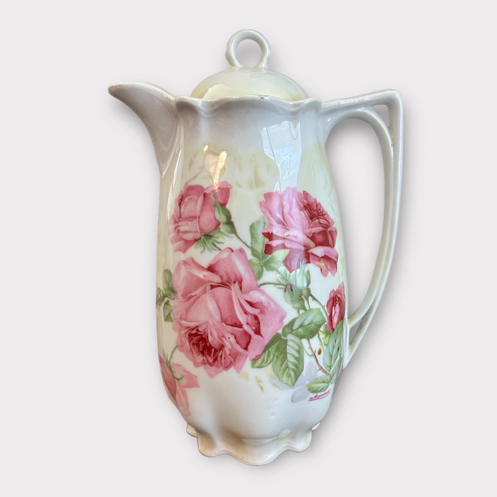 Antique Hand Painted Chocolate Pot, Wedding Gift, Bride to be Gift