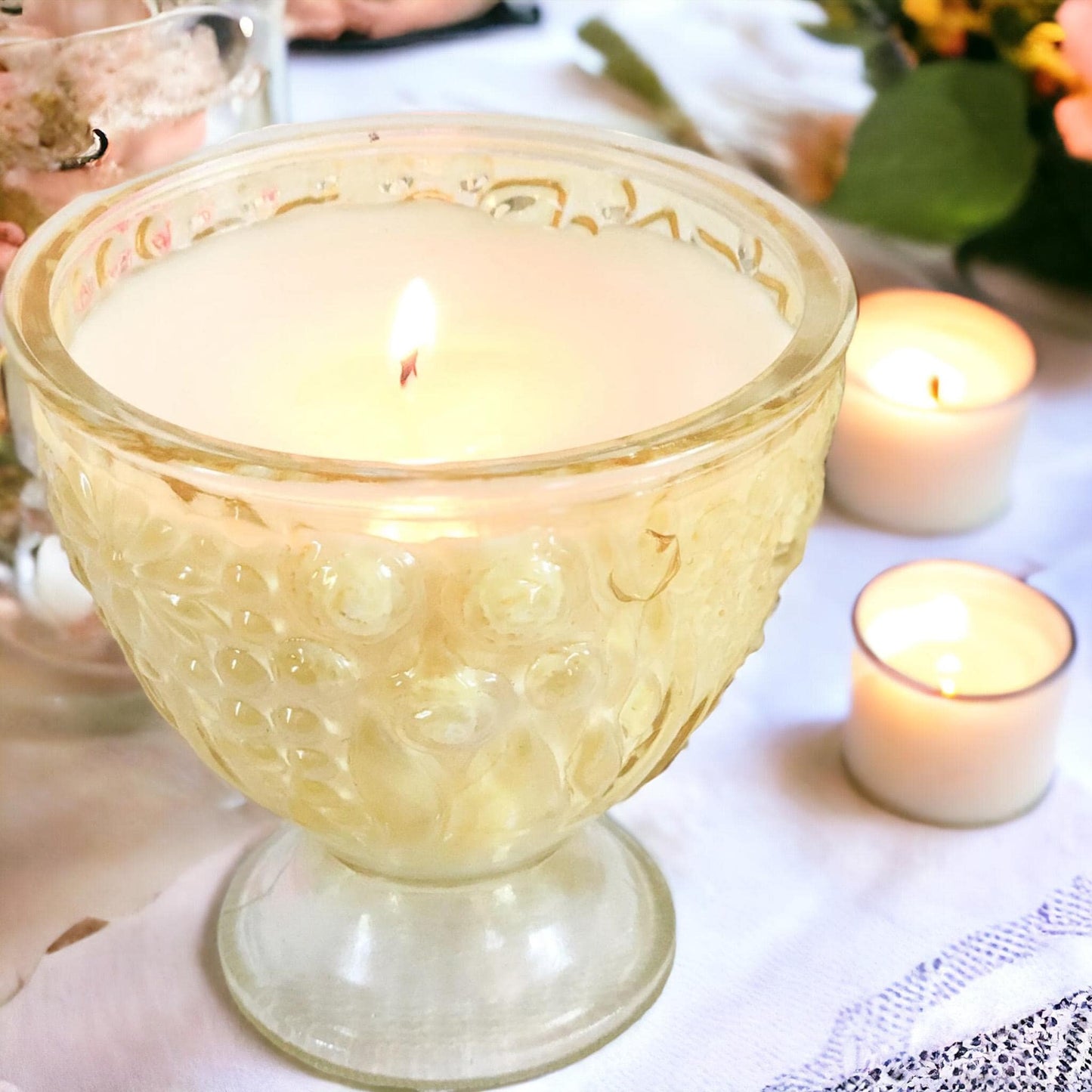 Handmade Soy Candles in Vintage Candy Dish, Best Friend Birthday Gift