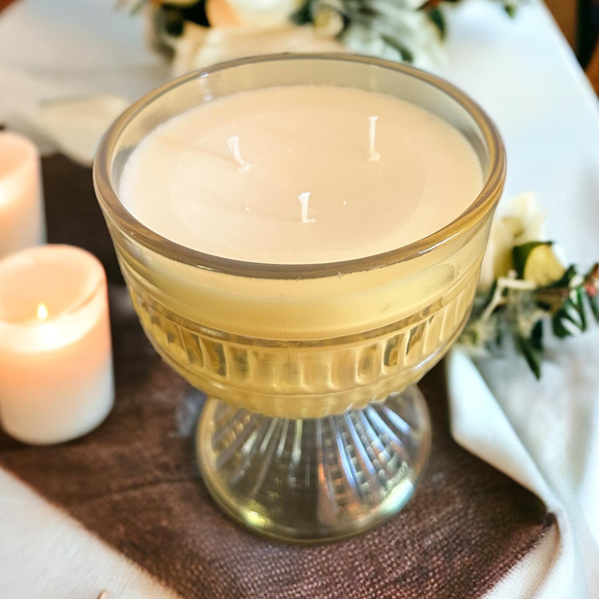 Scented Candles in Vintage Glass Vase, Birthday Gift For Her, Best Friend Gift