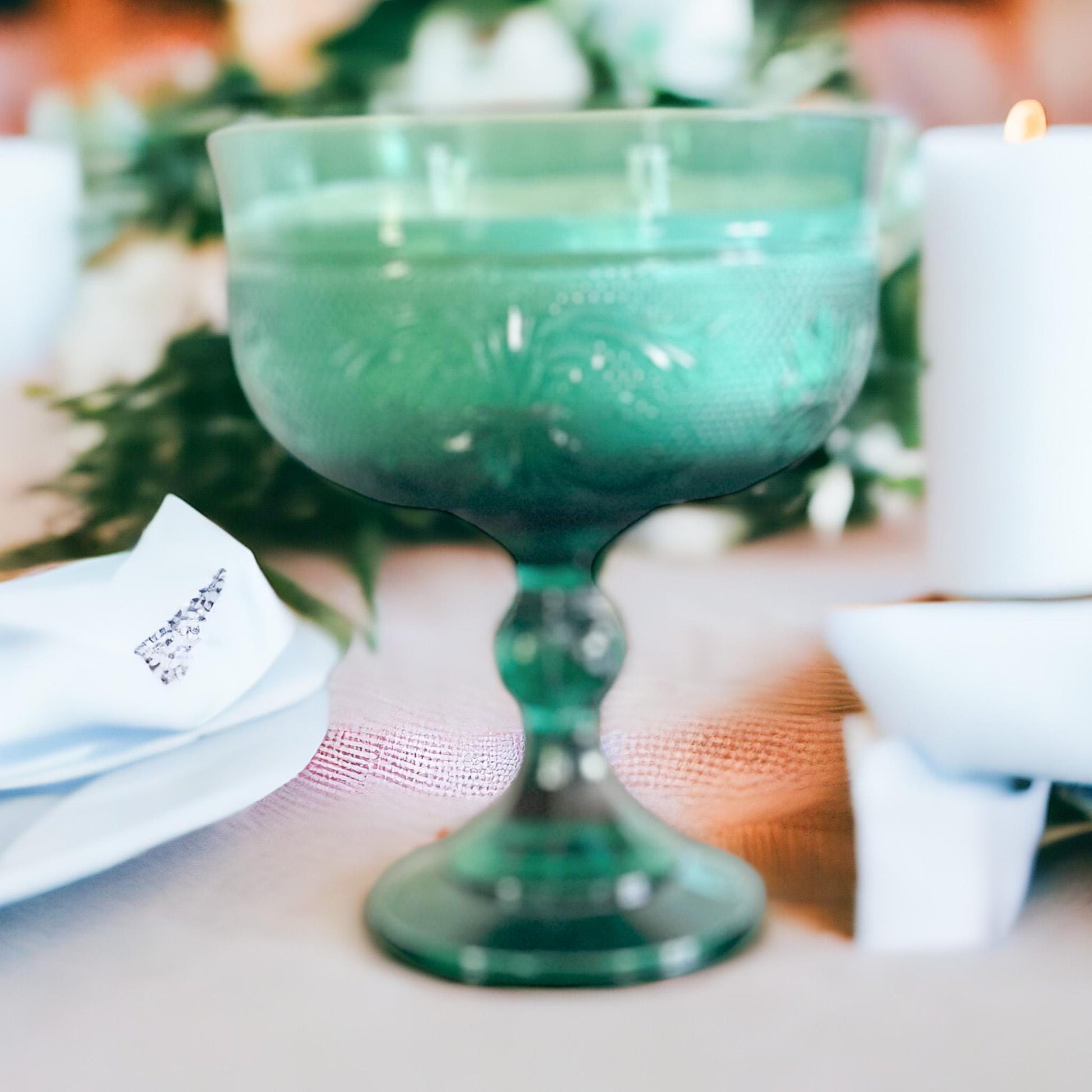 Hand Poured Soy Candle in Tiara Glass Compote, Unique Anniversary Gift, Vintage Home Decor