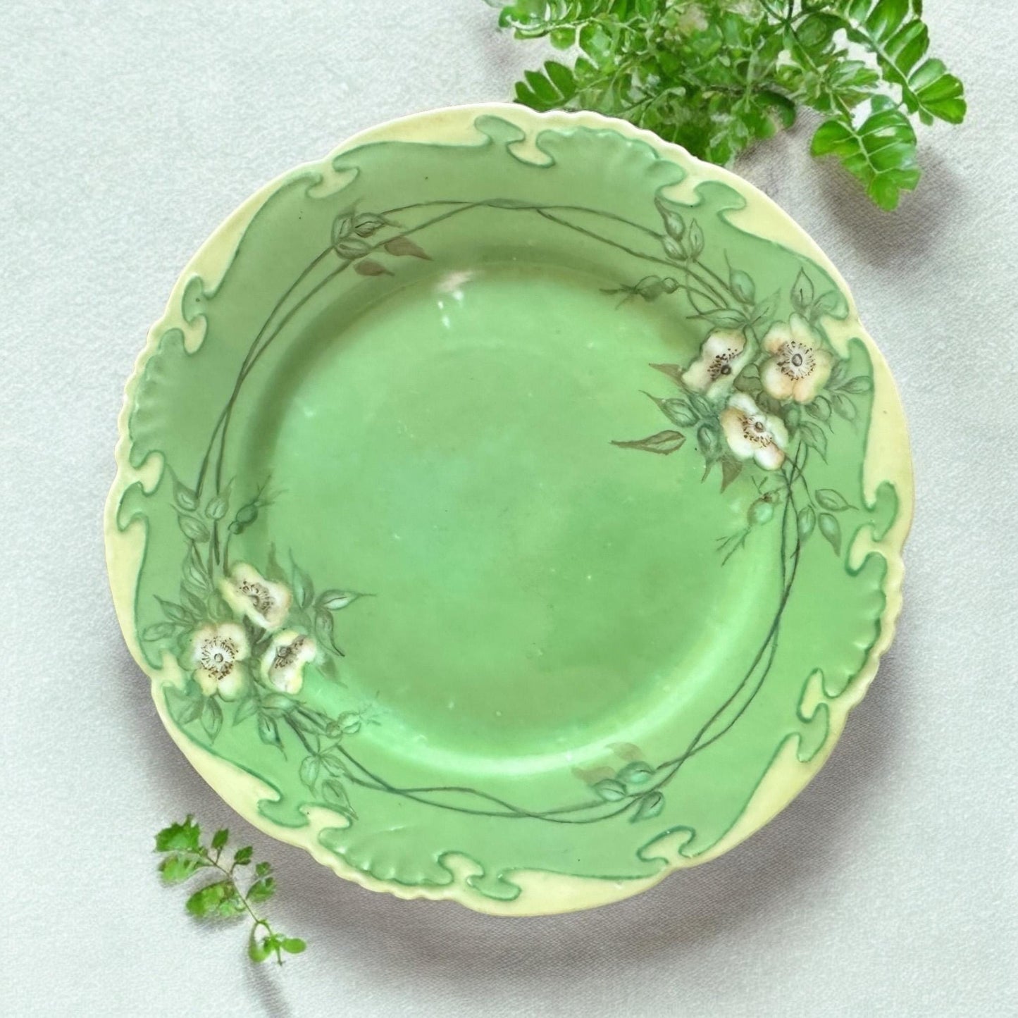 Antique Hand Painted Dessert Plates, Romantic Table Decor