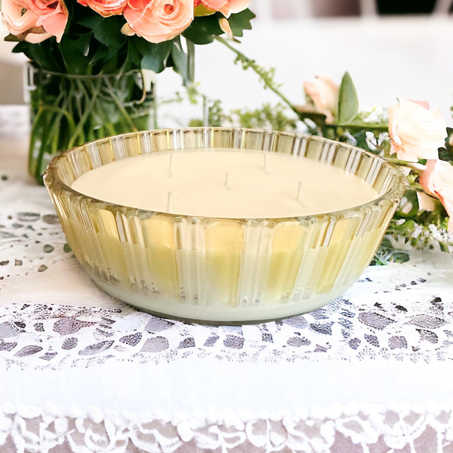 Hand Poured Soy Candle in Vintage German Bowl, Thanksgiving Table Decor, Hostess Gift