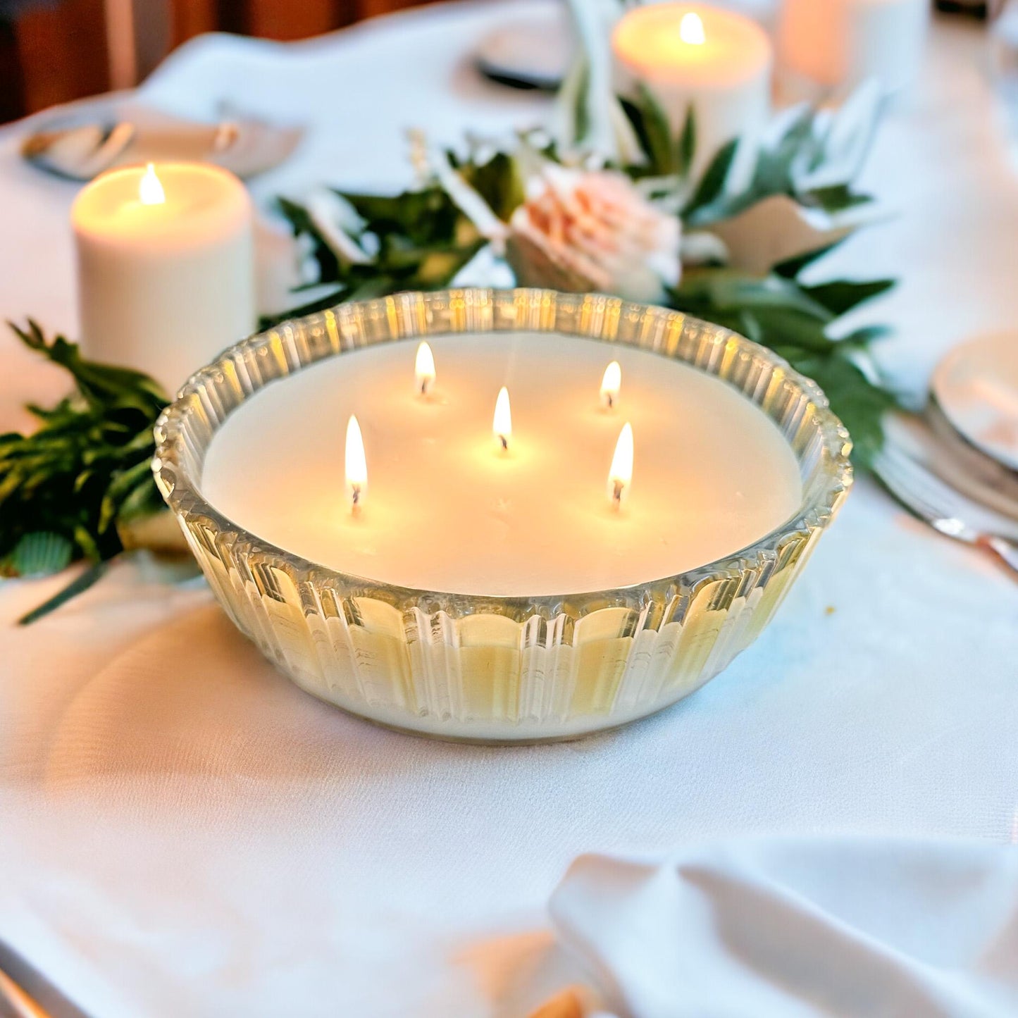 Hand Poured Soy Candle in Vintage German Bowl, Thanksgiving Table Decor, Hostess Gift