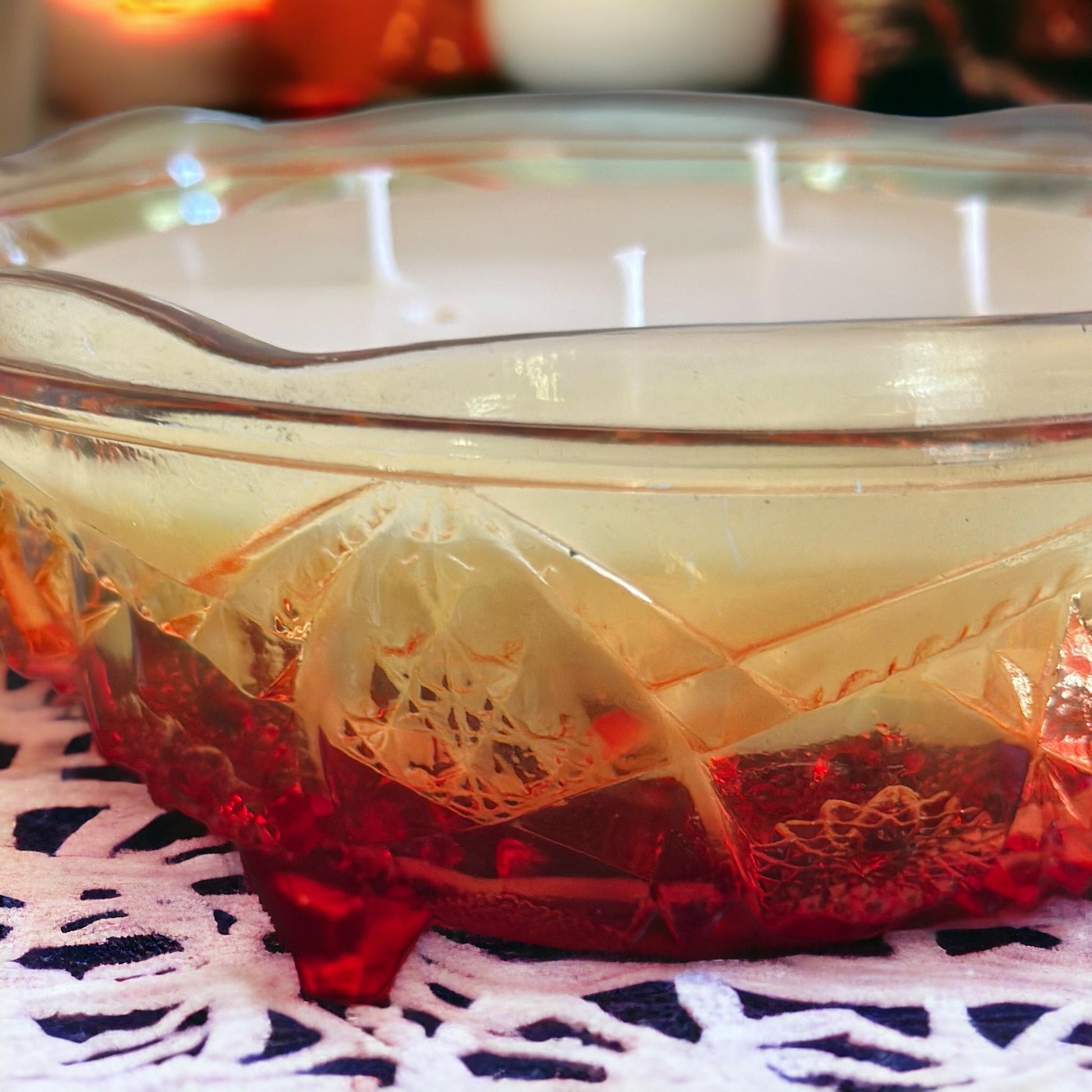 Hand Poured Soy Candle in Vintage Glass Bowl, Housewarming Gift, Fall Table Decor