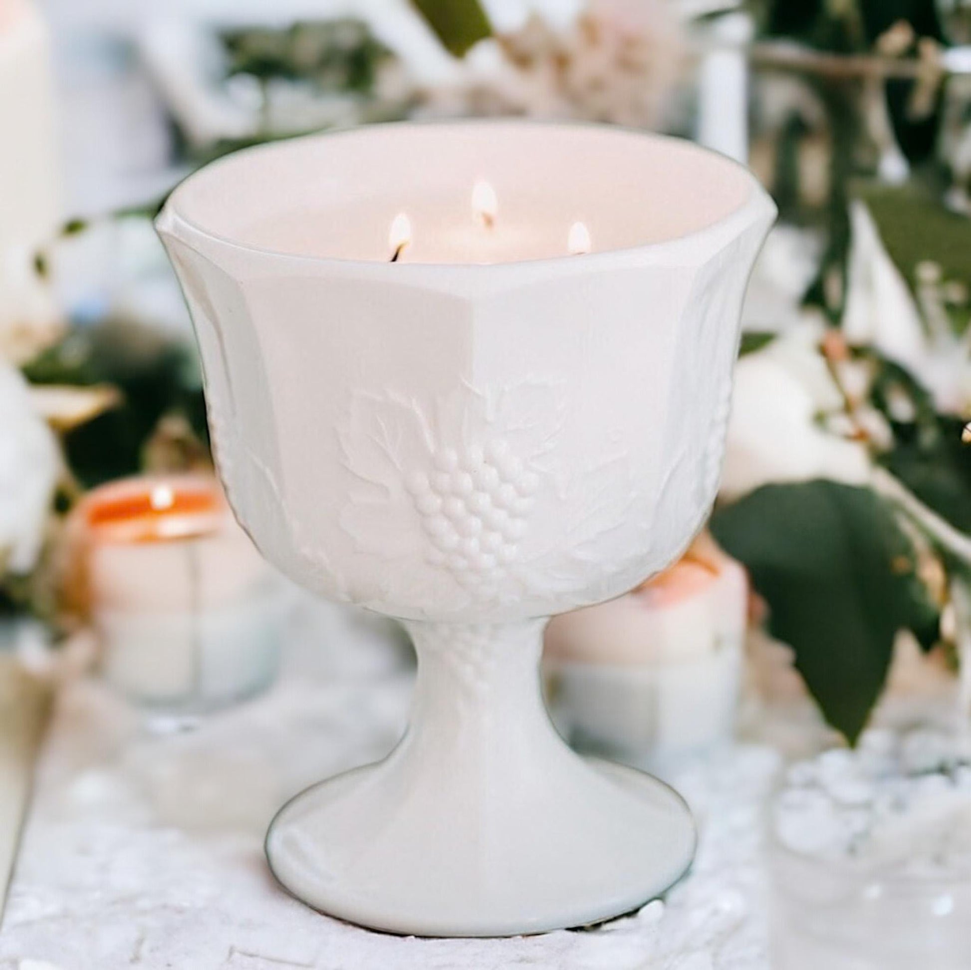 Vintage Milk Glass Candle Gift, Unique Bridal Party Candles, Perfect Gift from Bride to Bridesmaids