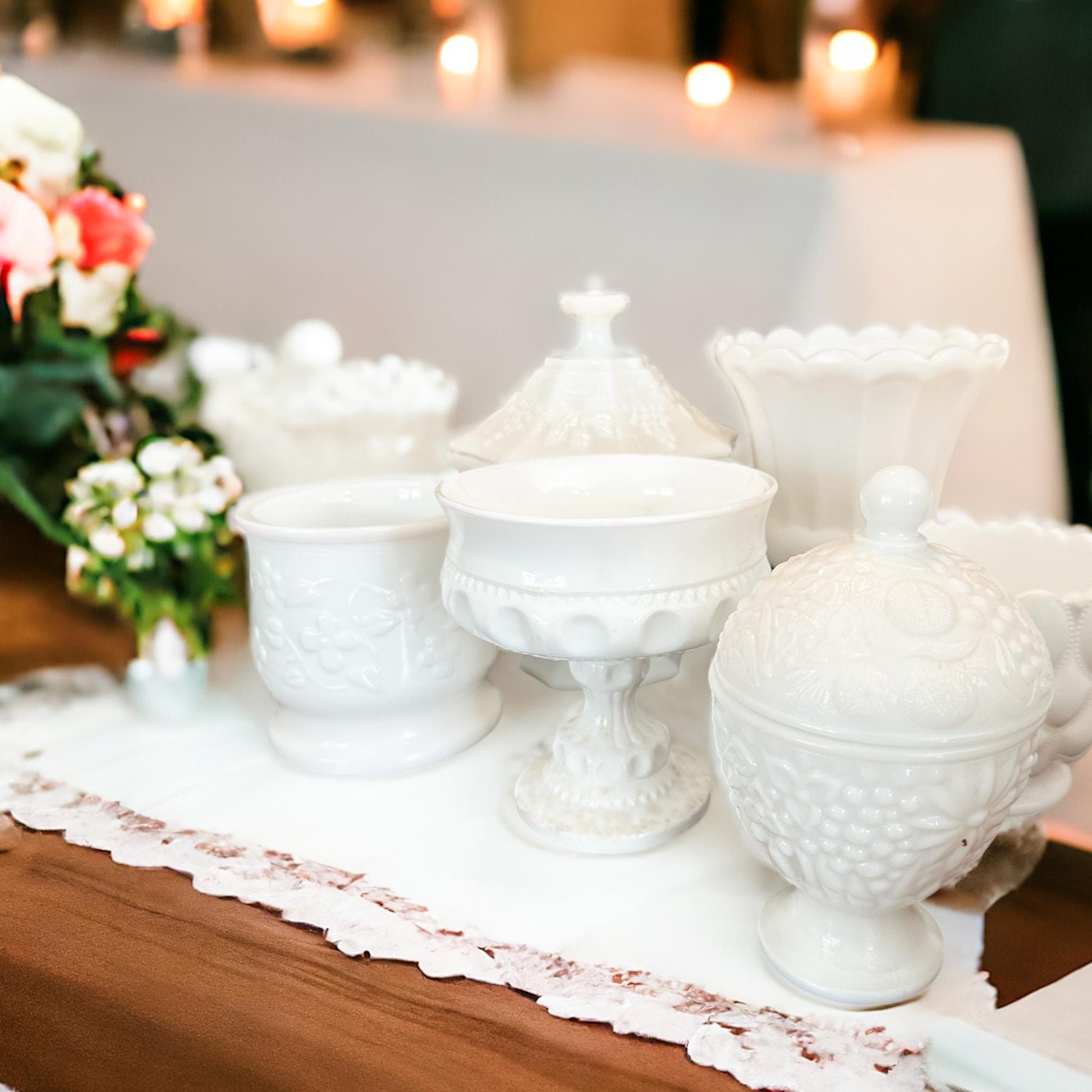 Vintage Milk Glass Candle Gift, Unique Bridal Party Candles, Perfect Gift from Bride to Bridesmaids