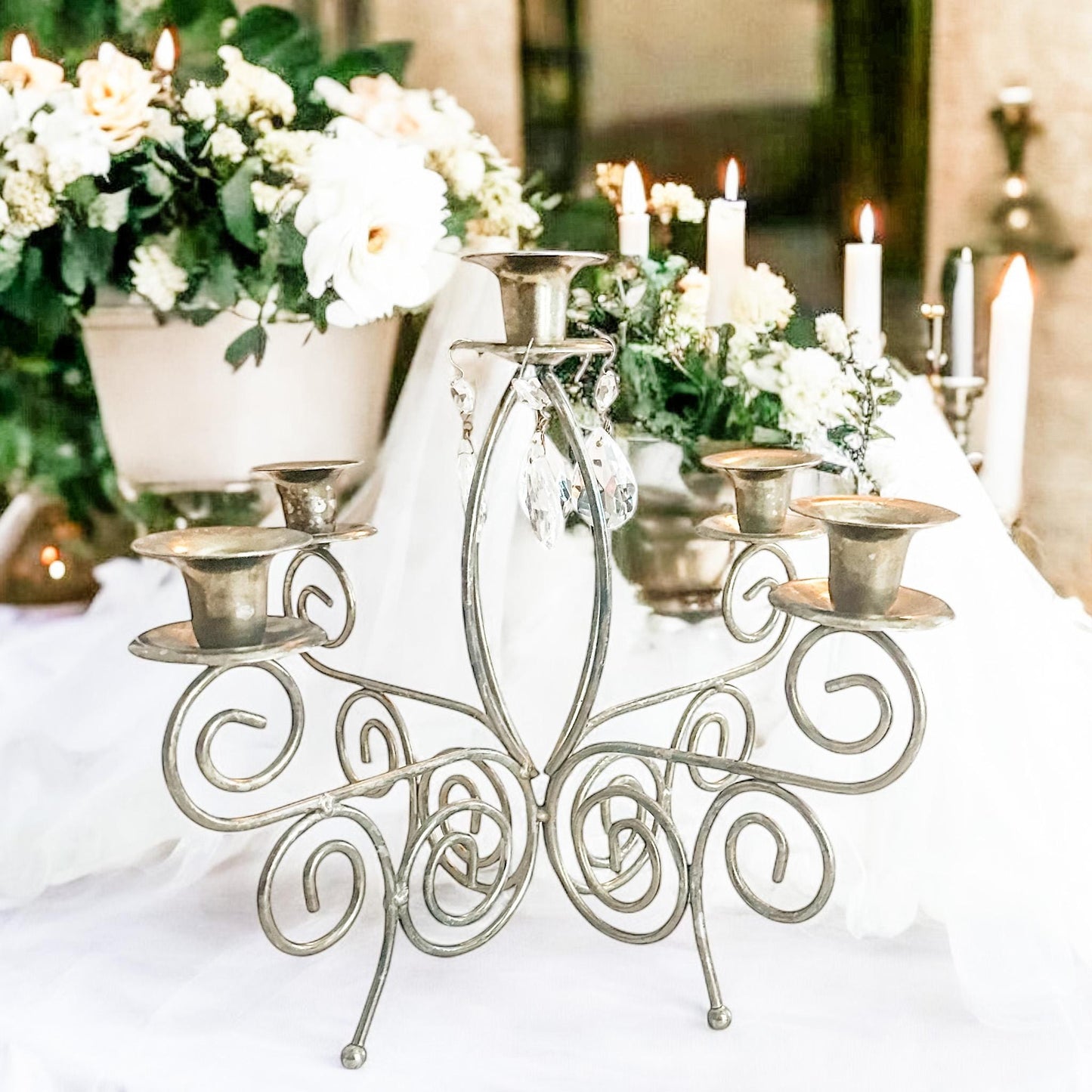 Vintage Homco 5-Arm Candelabra, Wedding Centerpiece, Elegant Home Decor Gift