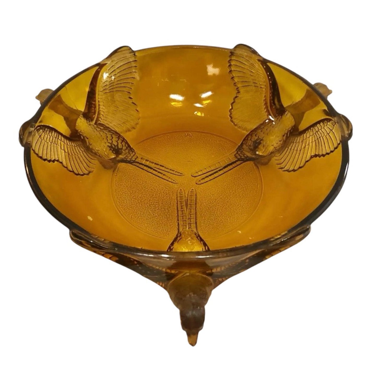 Amber Glass Pheasant Bowl Soy Candle, Fall Home Decor, Mid Century Decor