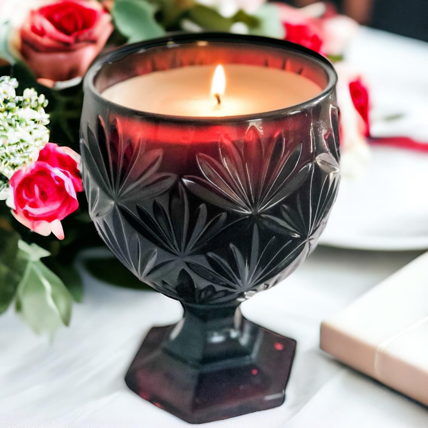 Unique Candle in Vintage Compote, Christmas Gifts For Coworkers Women