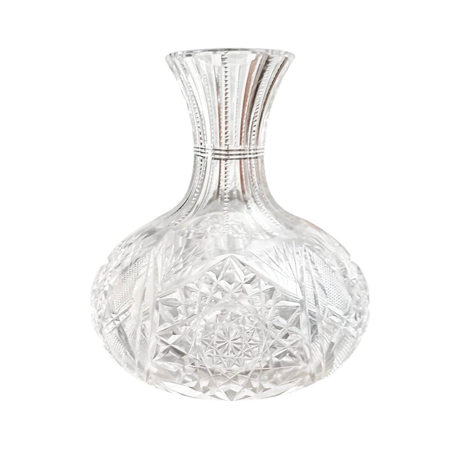 Antique American Cut Glass Wine Decanter, Romantic Crystal Water Carafe