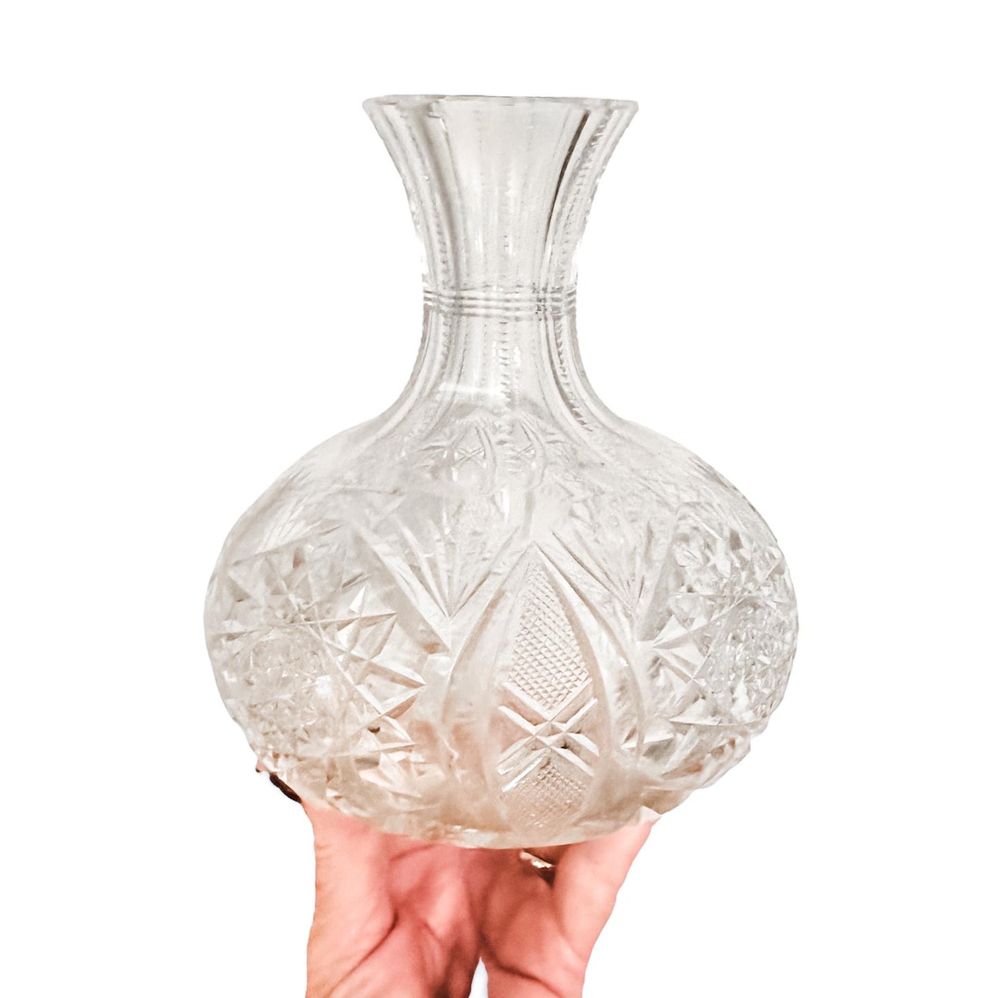 Antique American Cut Glass Wine Decanter, Romantic Crystal Water Carafe