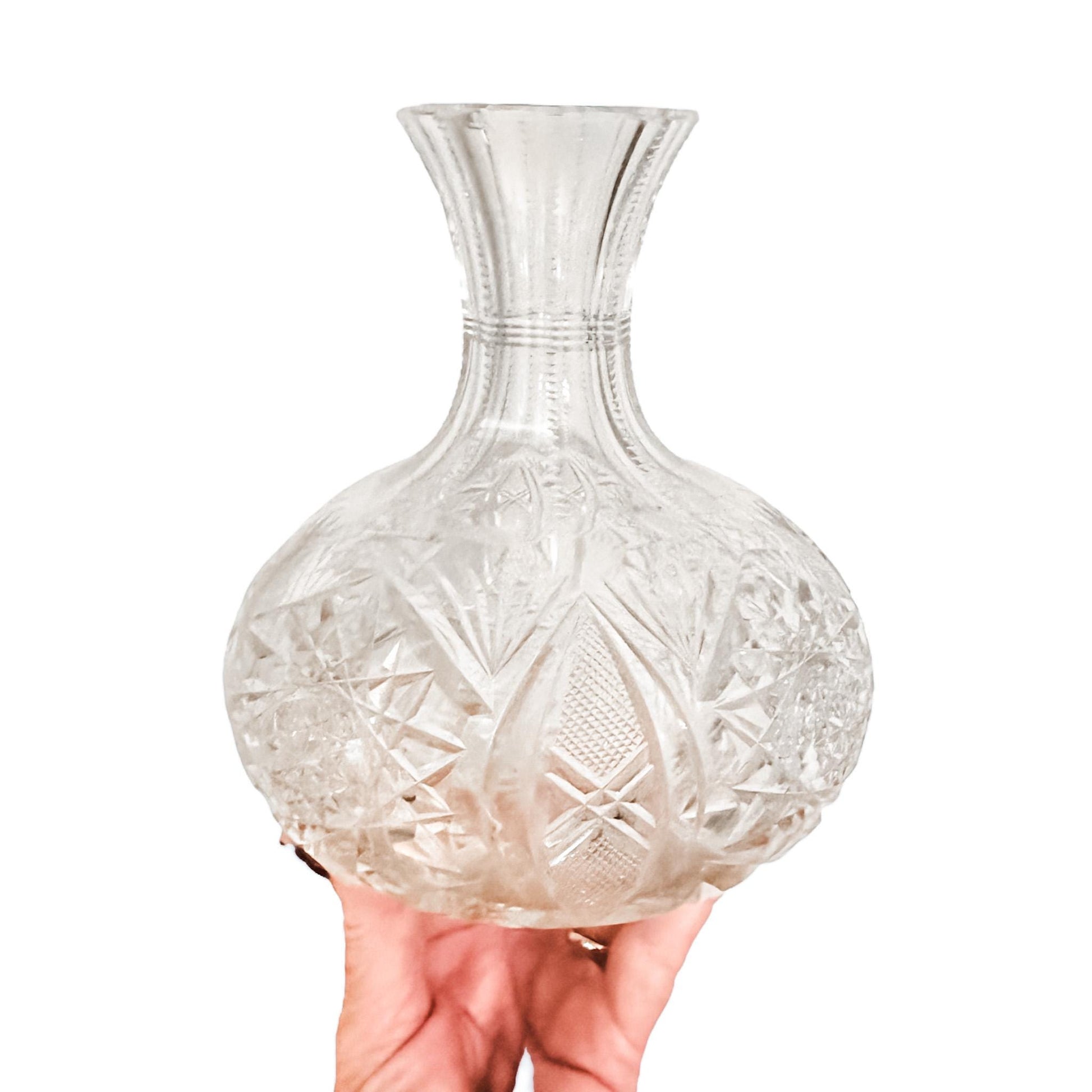 Antique American Cut Glass Wine Decanter, Romantic Crystal Water Carafe