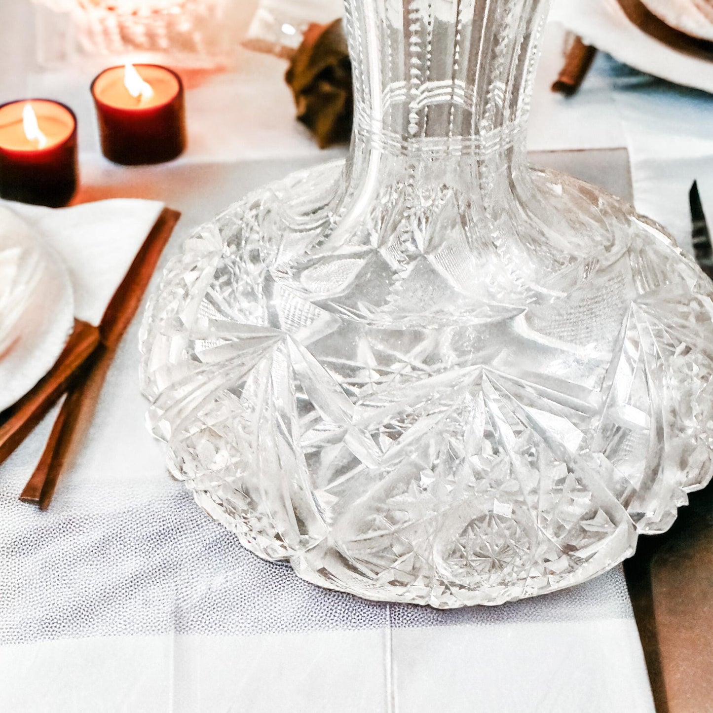 Antique American Cut Glass Wine Decanter, Wedding Gift for Couple