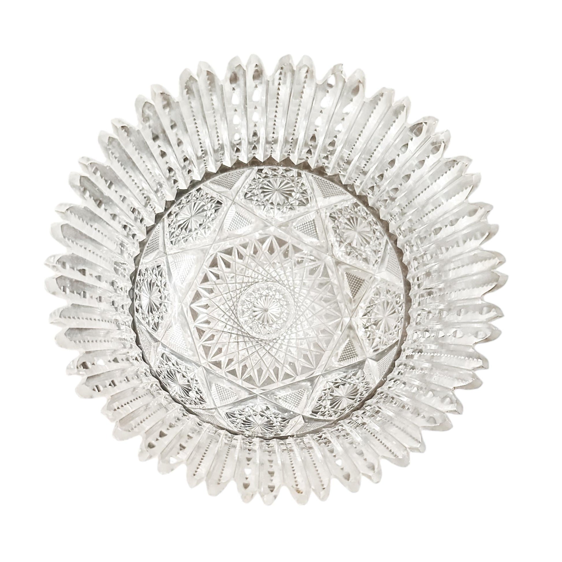 Antique ABP Cut Crystal Bowl: Hobstar Design, Art Deco