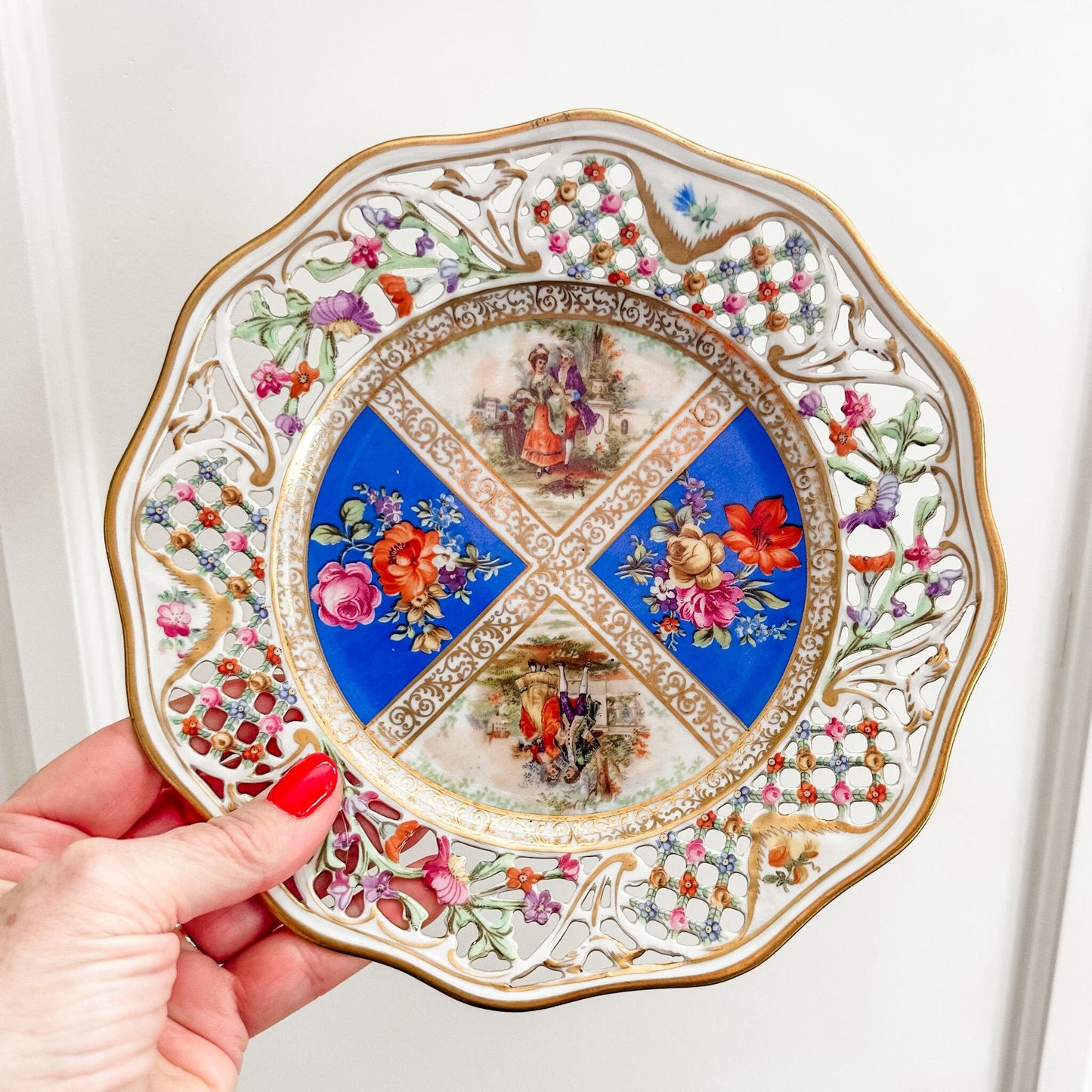 Vintage Floral Wall Plate, Romantic Cottage Decor, Heirloom Gift for Friends