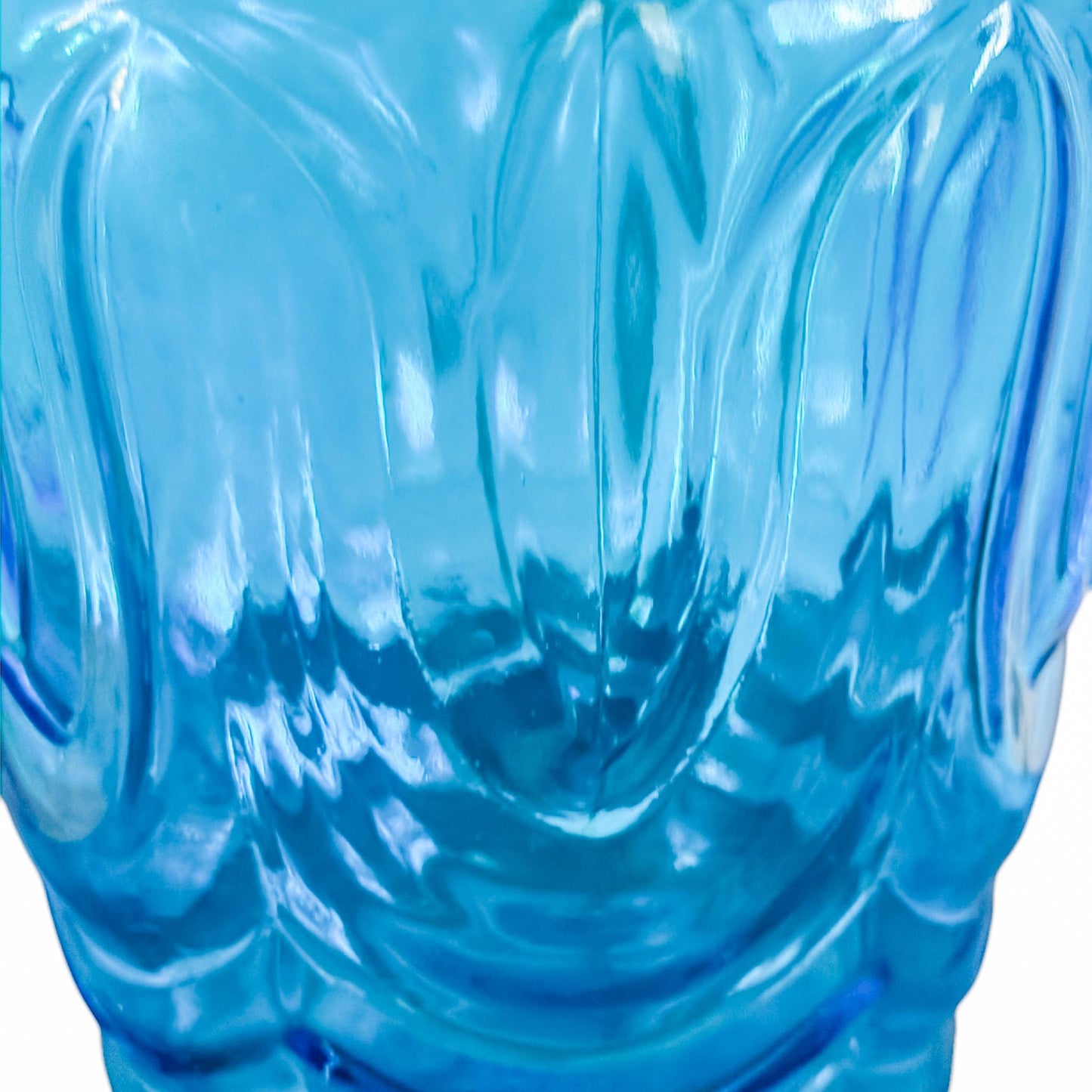 Vintage Anchor Hocking Blue Tulip Glass Pitcher - 1960s Retro Barware