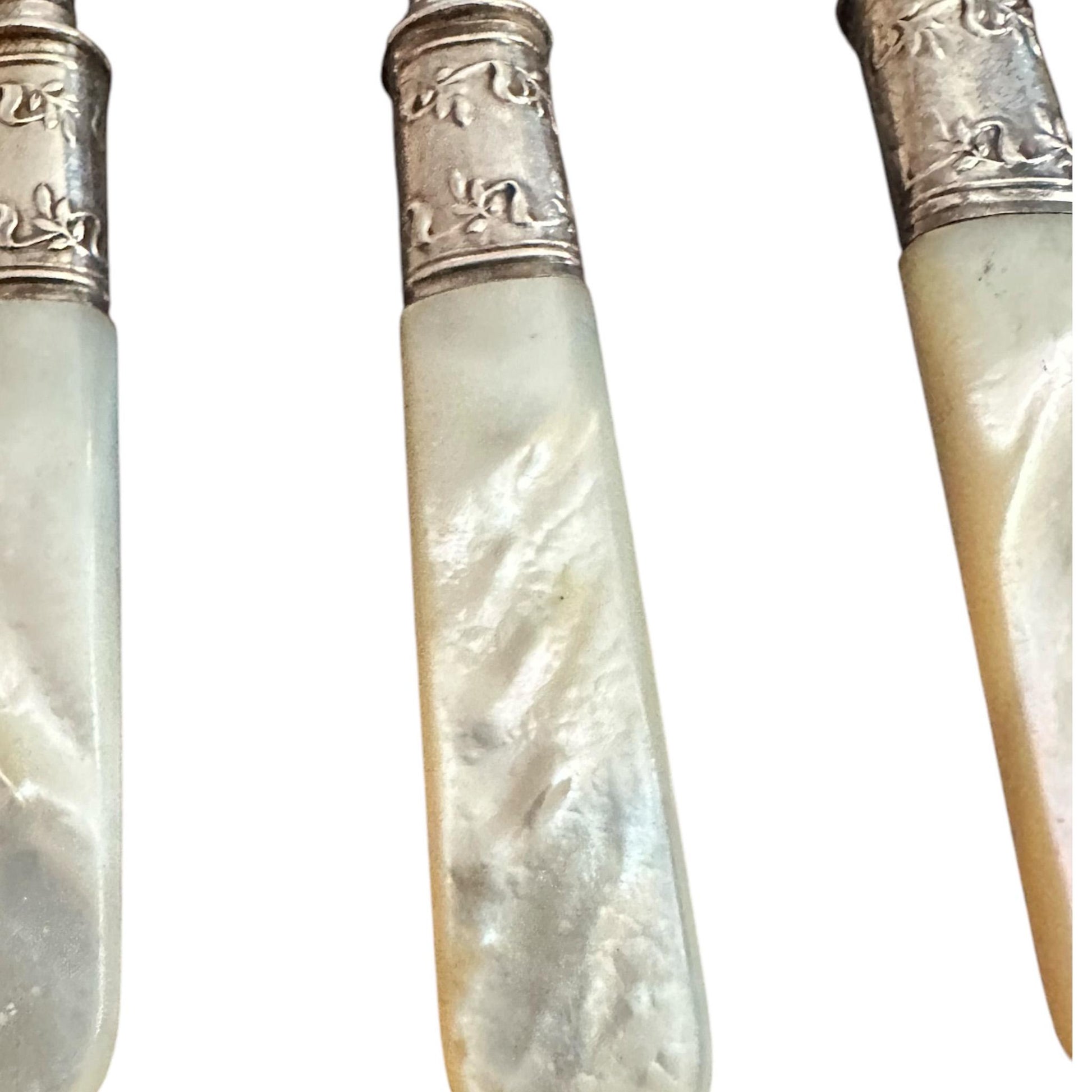 Antique Pearl Handled Seafood Forks, Landers, Frary & Clark Cocktail Forks, 1900's